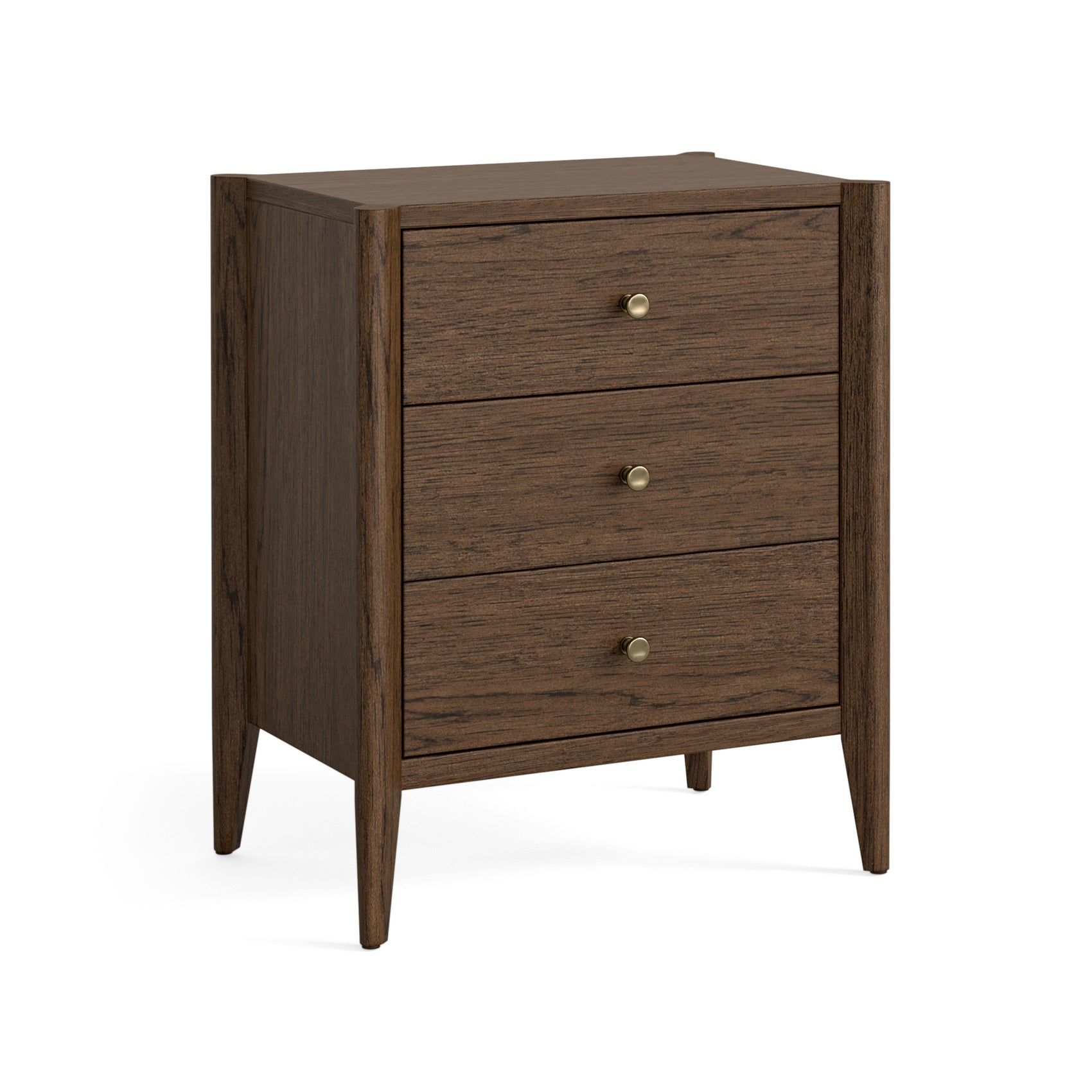 Madison Brown Oak Wood 3 Drawer Bedside Table