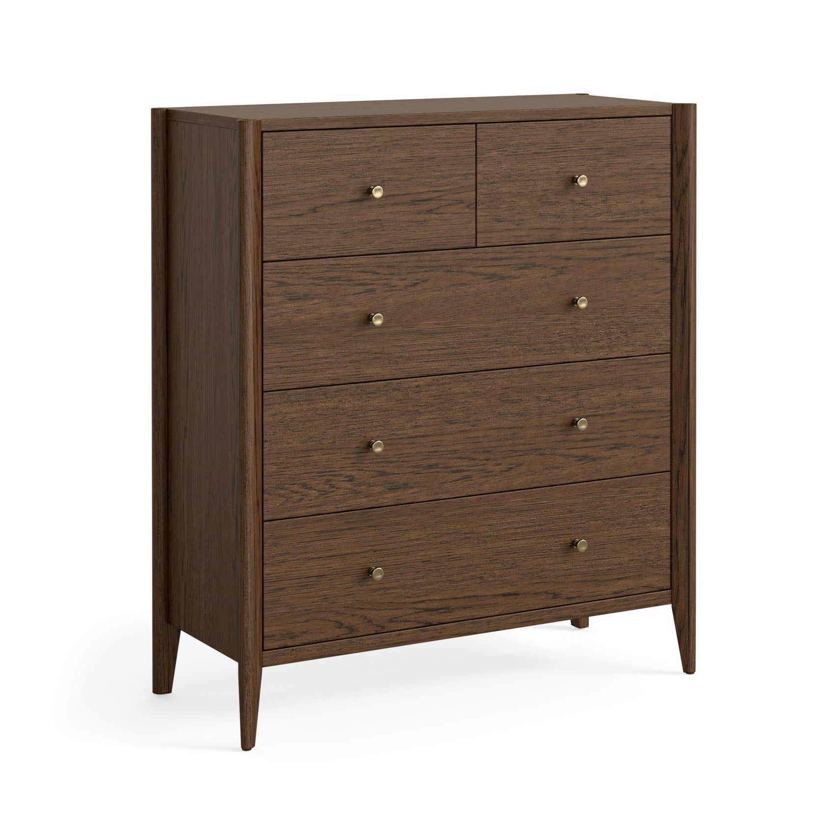 Madison Brown Oak Wood 2 Over 3 Drawer Chest