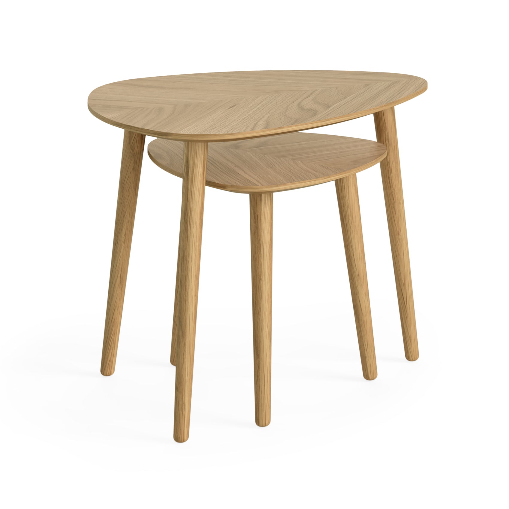 Florenza Oak Wood Side Tables Nest
