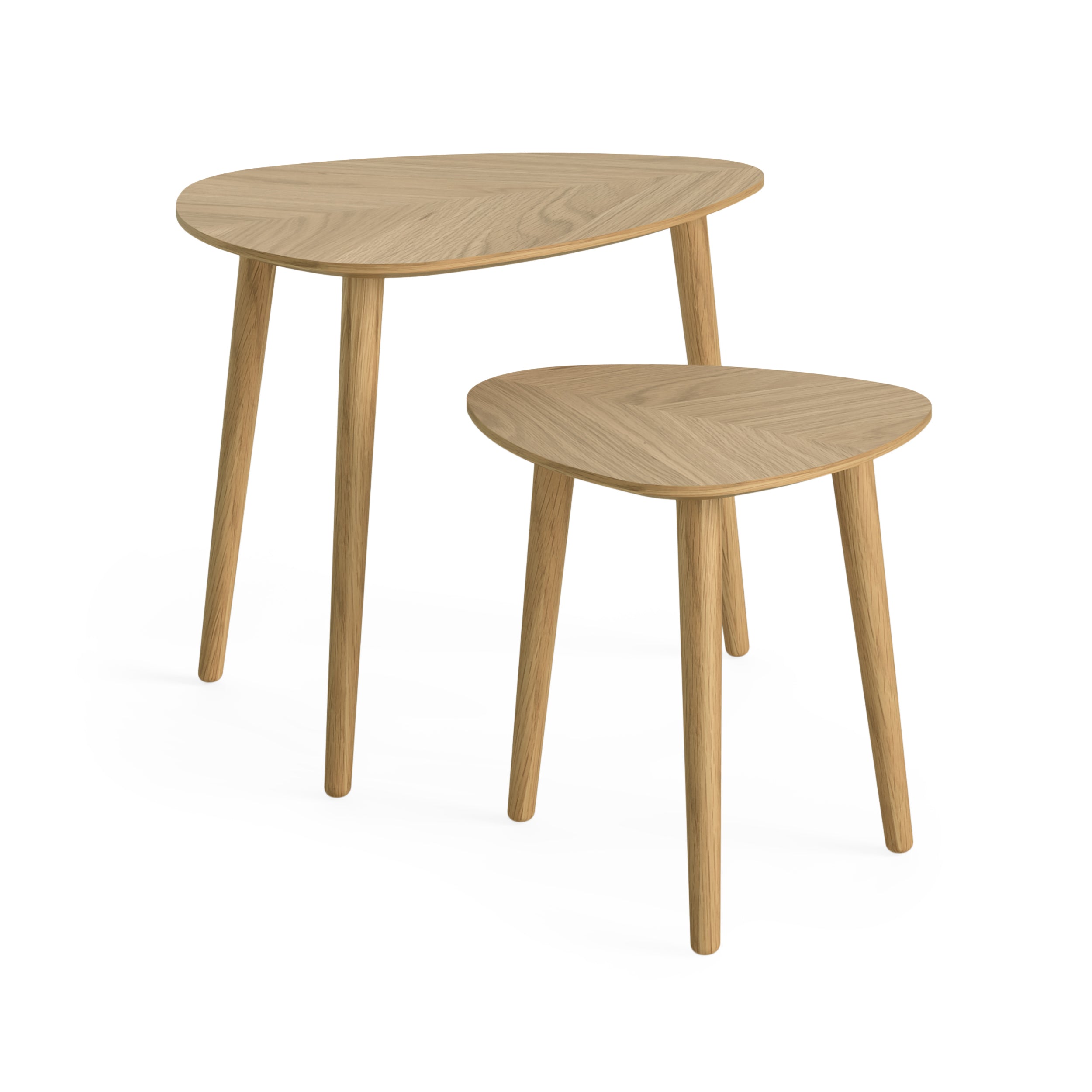 Florenza Oak Wood Side Tables Nest