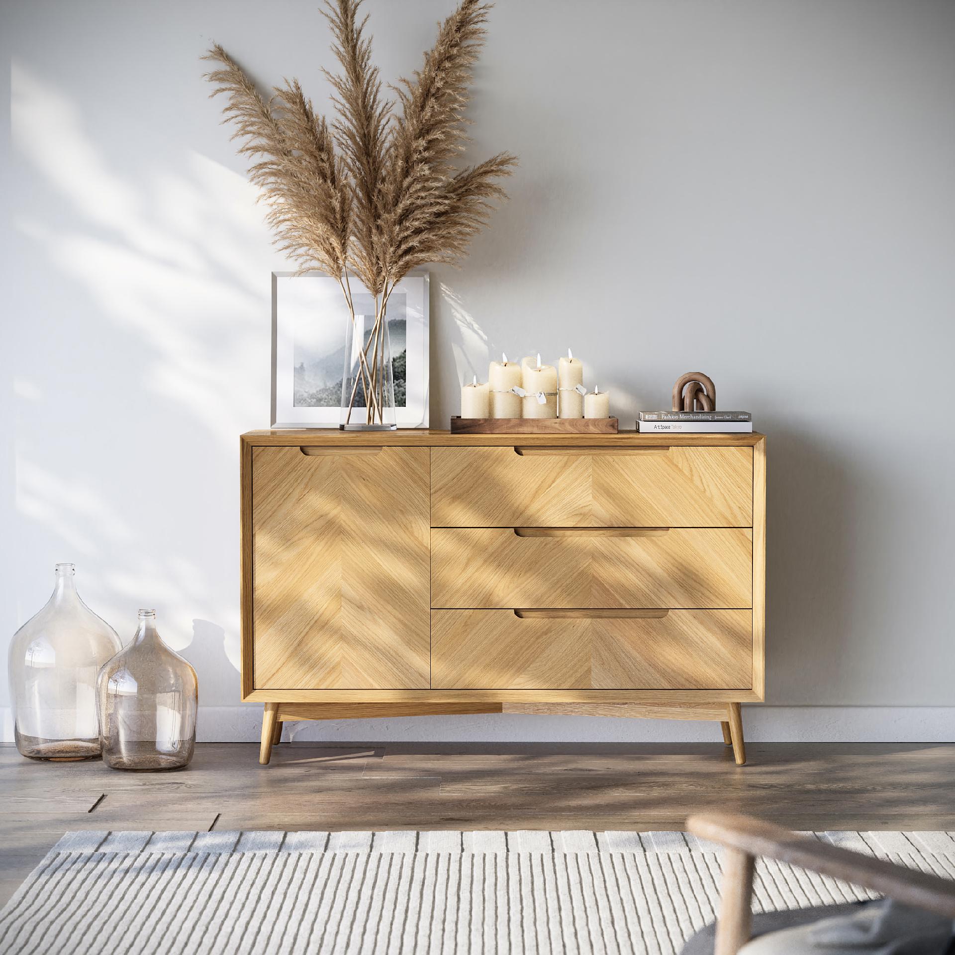 Florenza Oak Wood Sideboard - Small