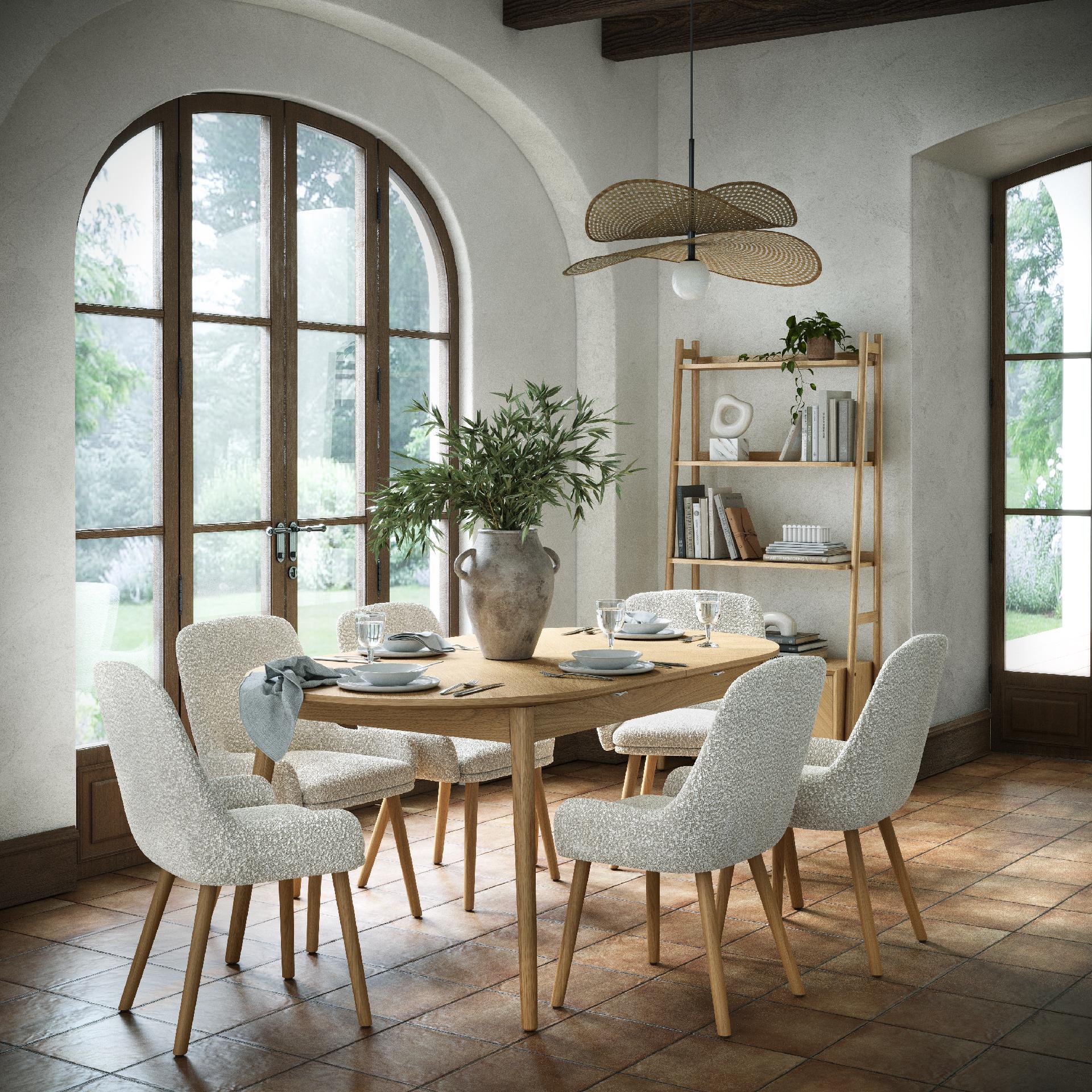 Florenza Oak Wood Oval Extending Dining Table 180/230cm