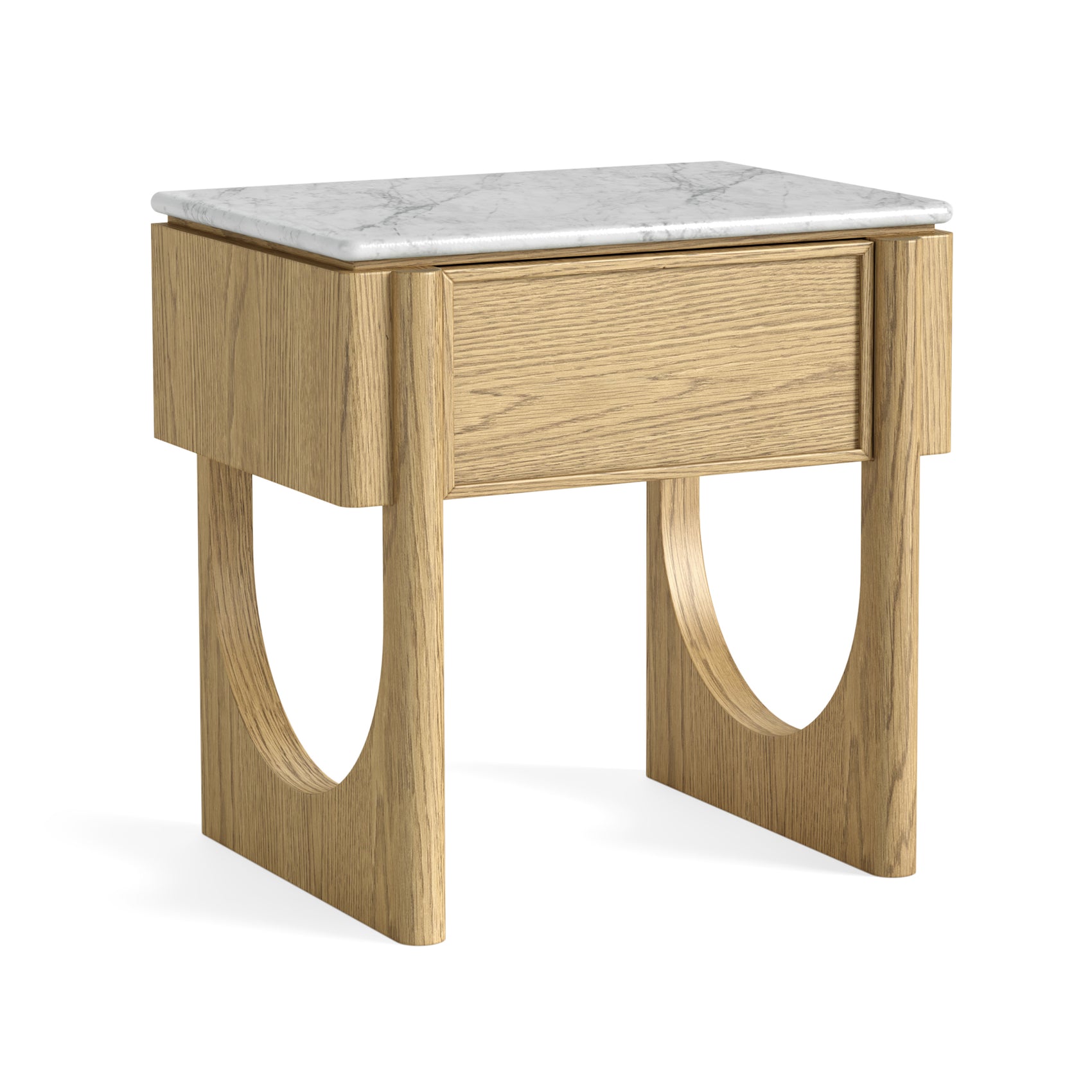 Estelle Oak Wood & White Marble Side Table
