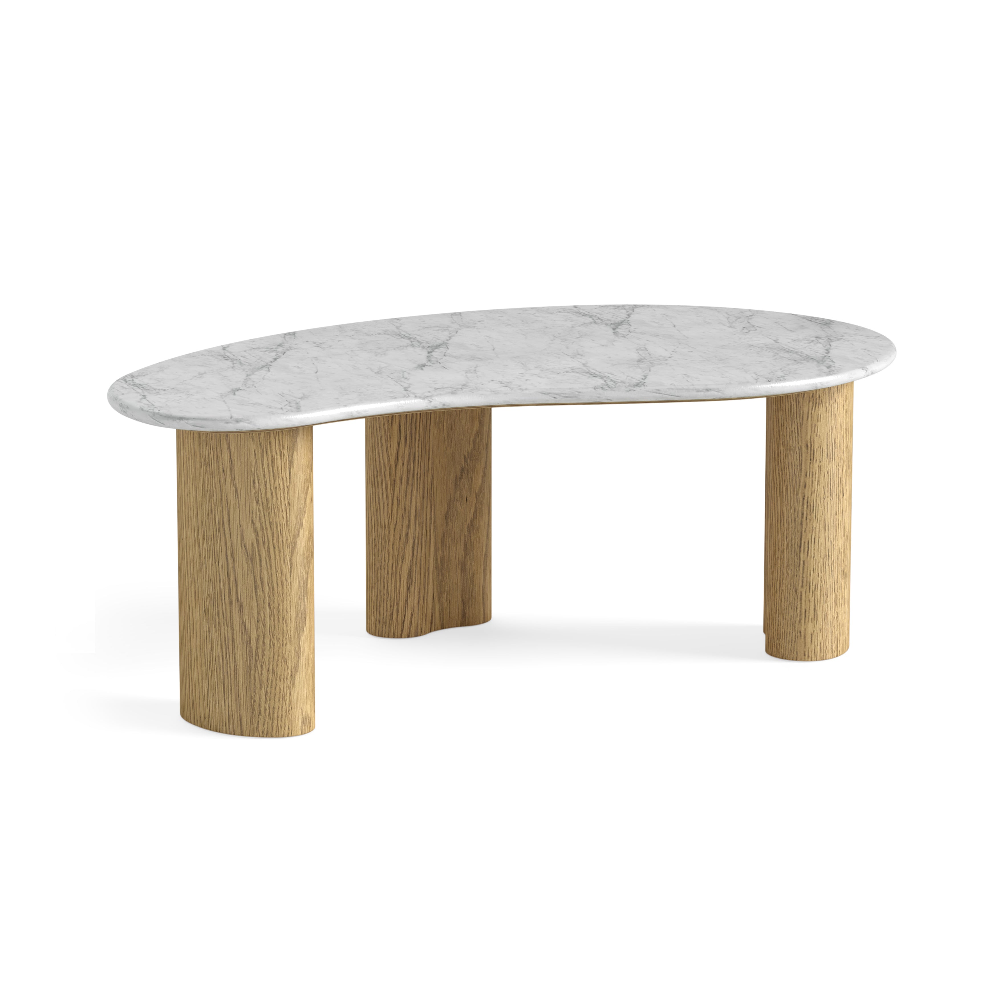 Estelle Oak Wood & White Marble Tear Drop Coffee Table