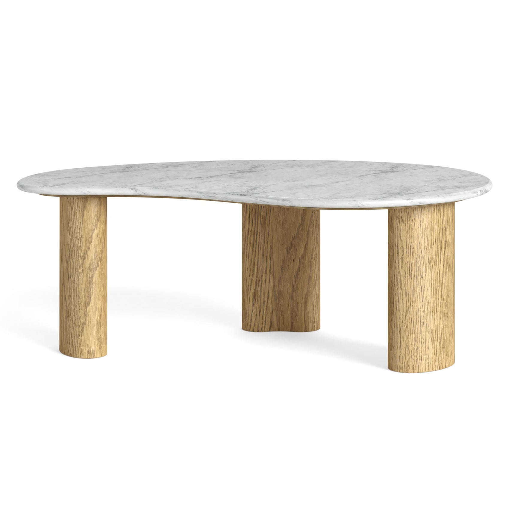 Estelle Oak Wood & White Marble Tear Drop Coffee Table