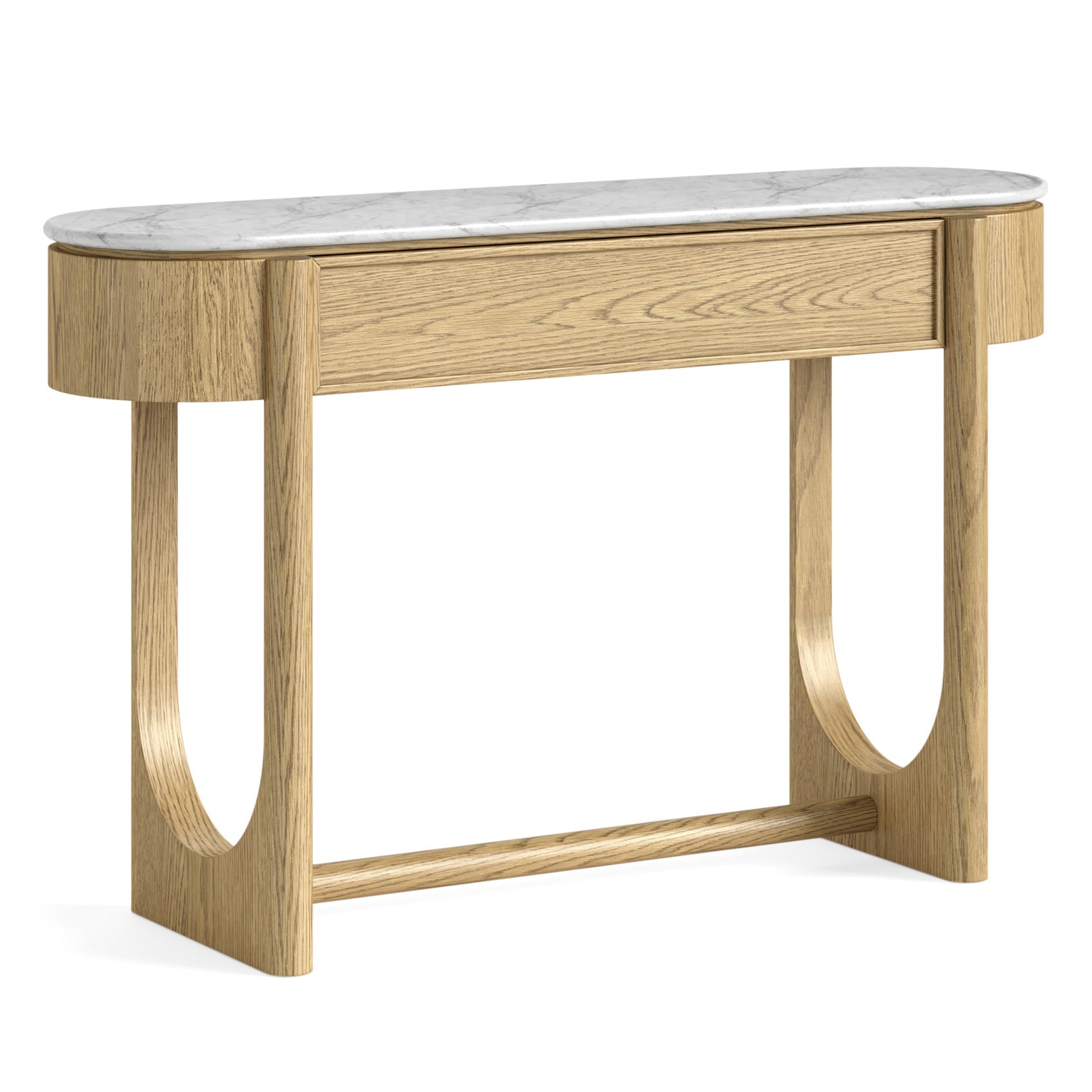 Estelle Oak Wood & White Marble Console Table
