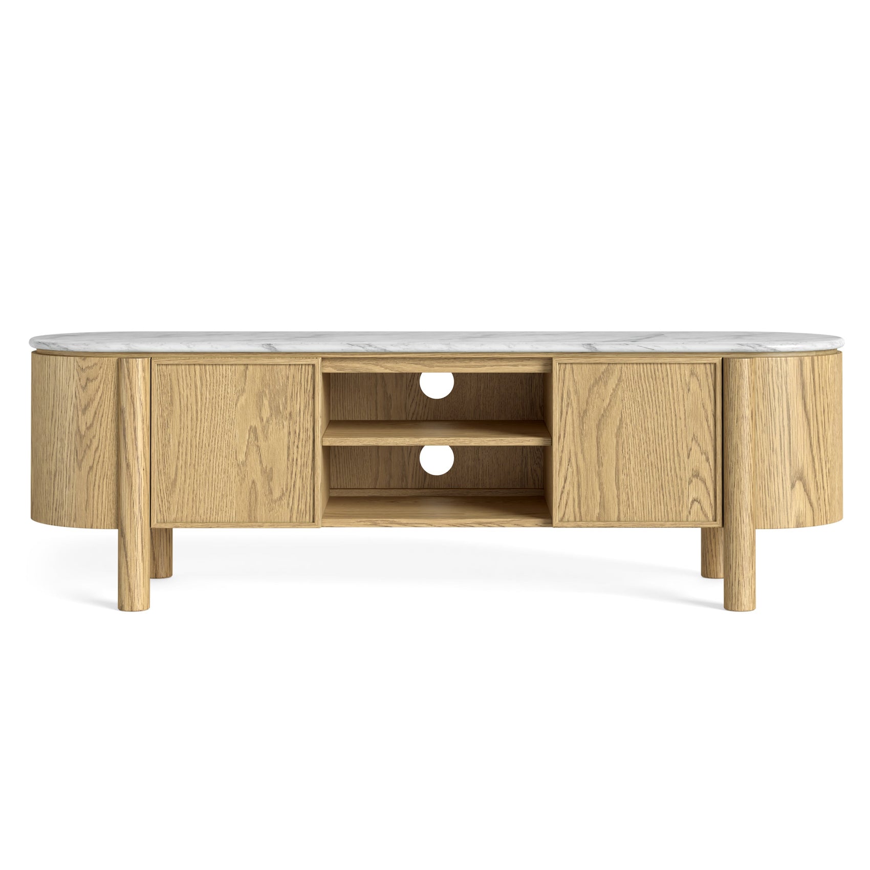 Estelle Oak Wood & White Marble Small TV Unit