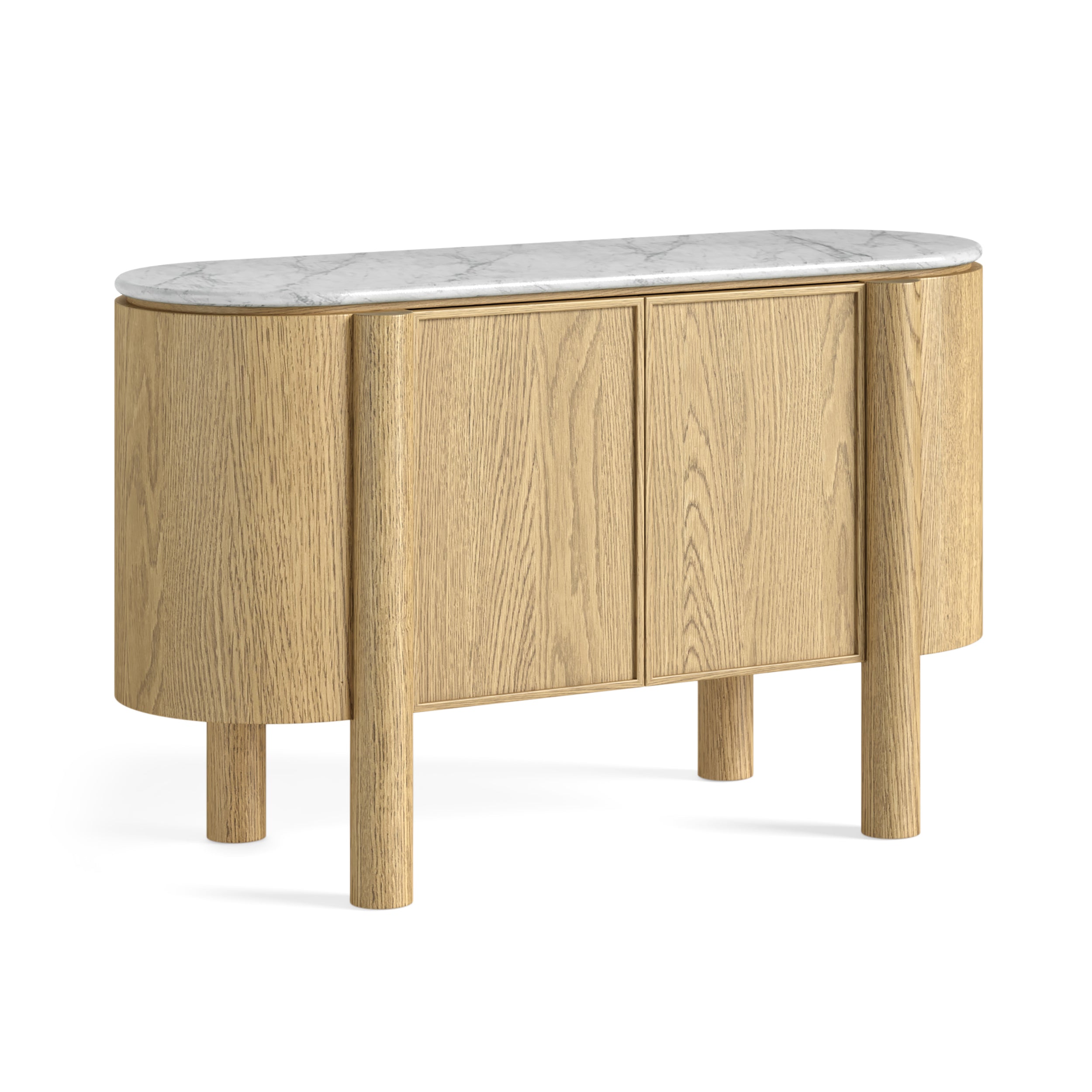 Estelle Oak Wood & White Marble Sideboard - Small