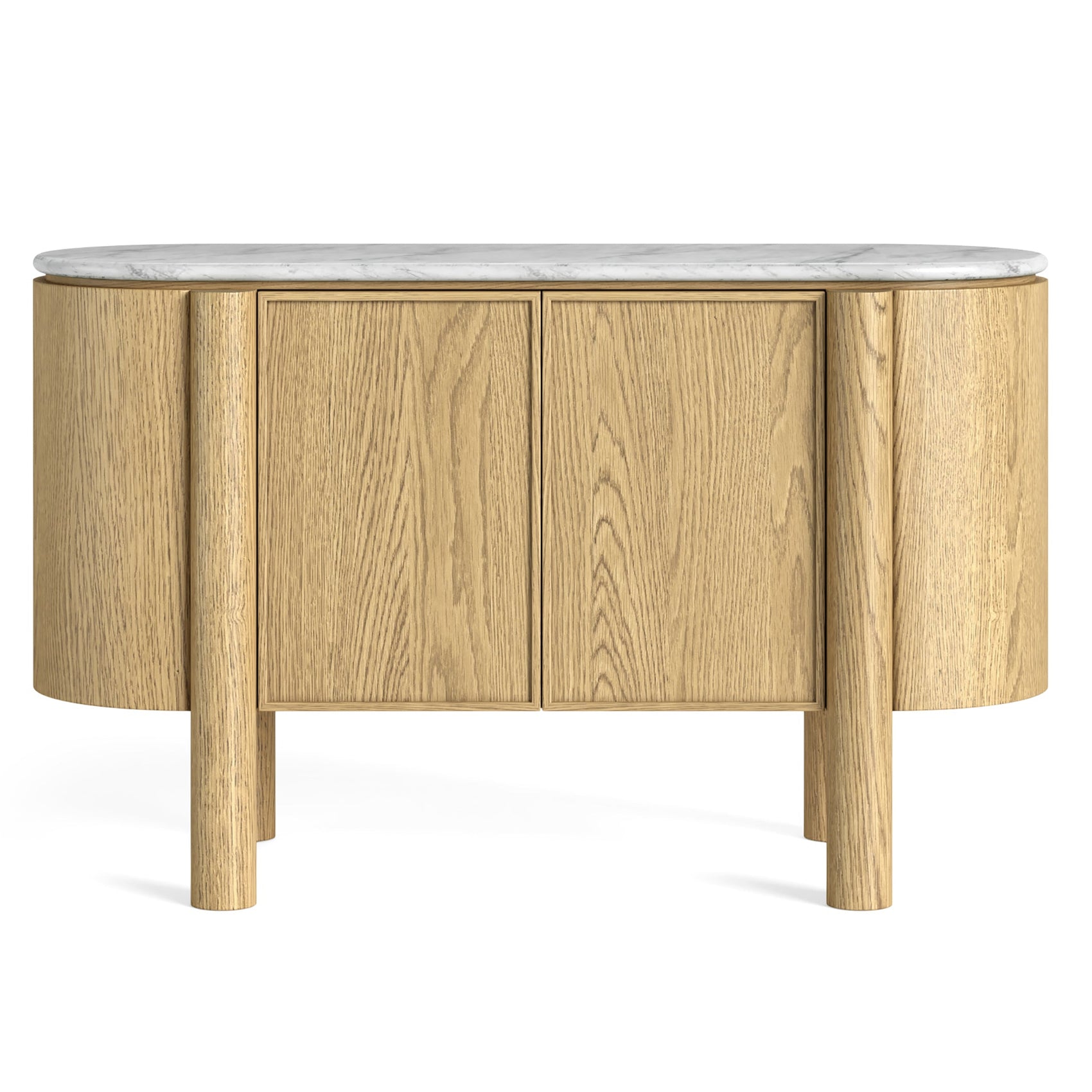 Estelle Oak Wood & White Marble Sideboard - Small