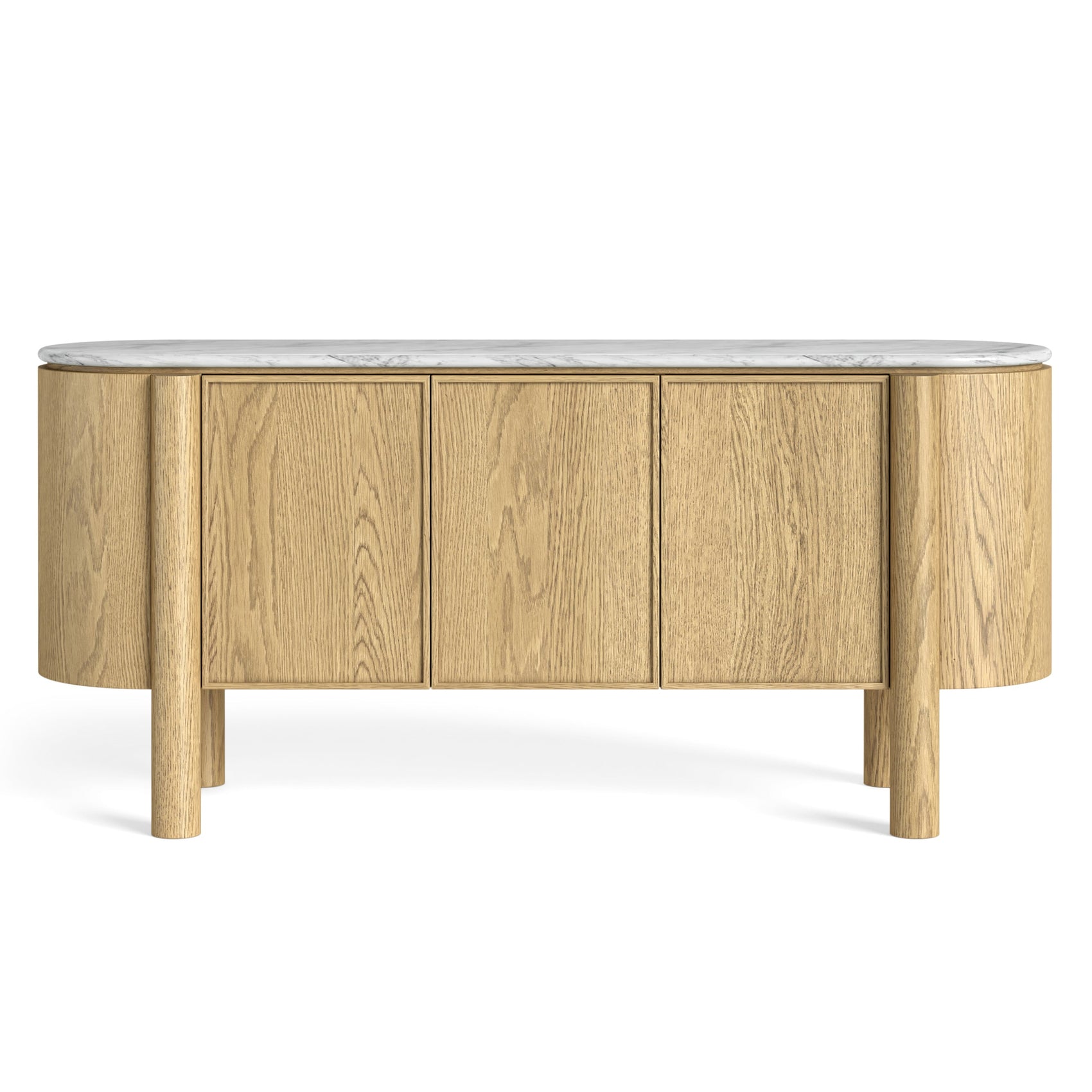 Estelle Oak Wood & White Marble Sideboard - Large