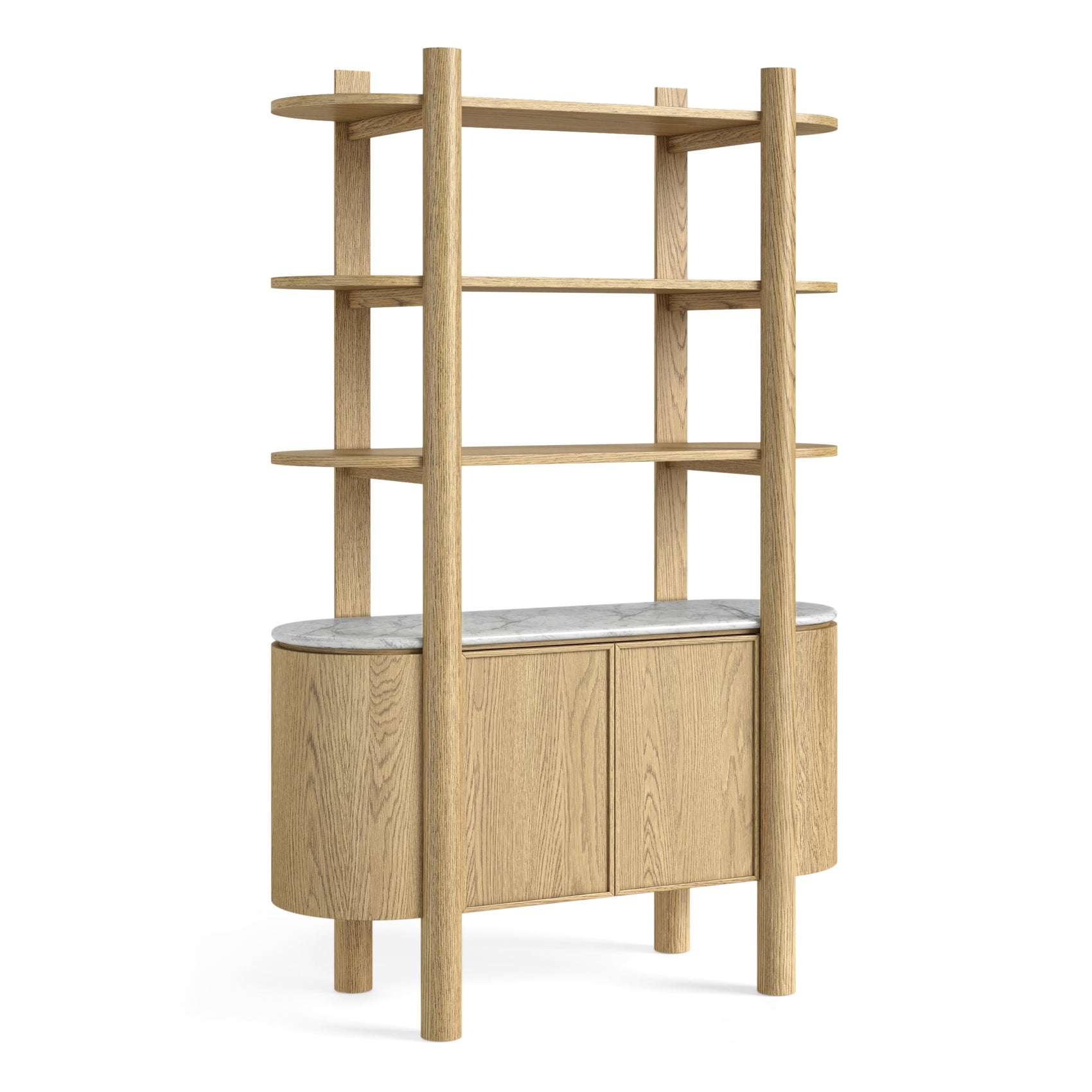 Estelle Oak Wood & White Marble Display Unit