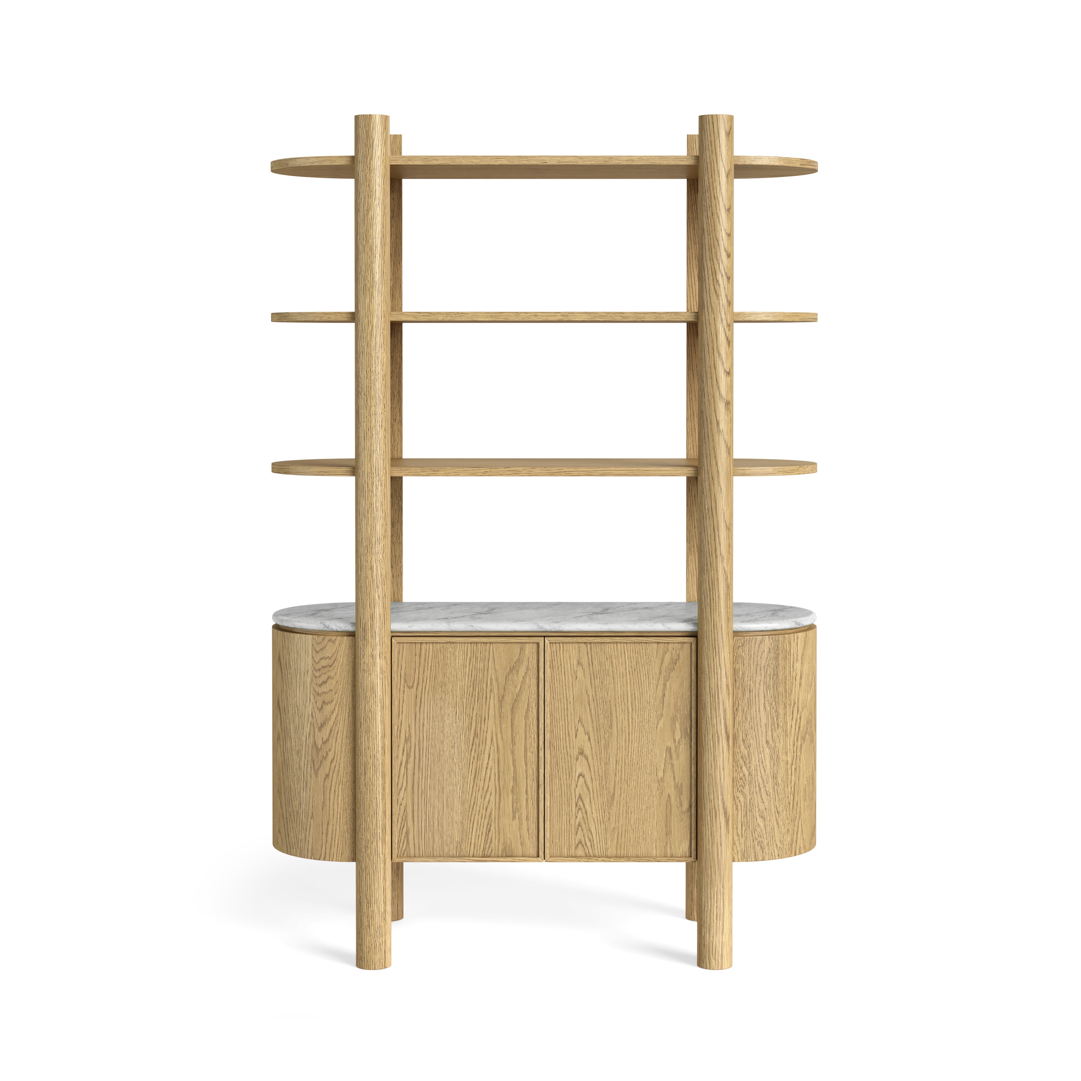 Estelle Oak Wood & White Marble Display Unit