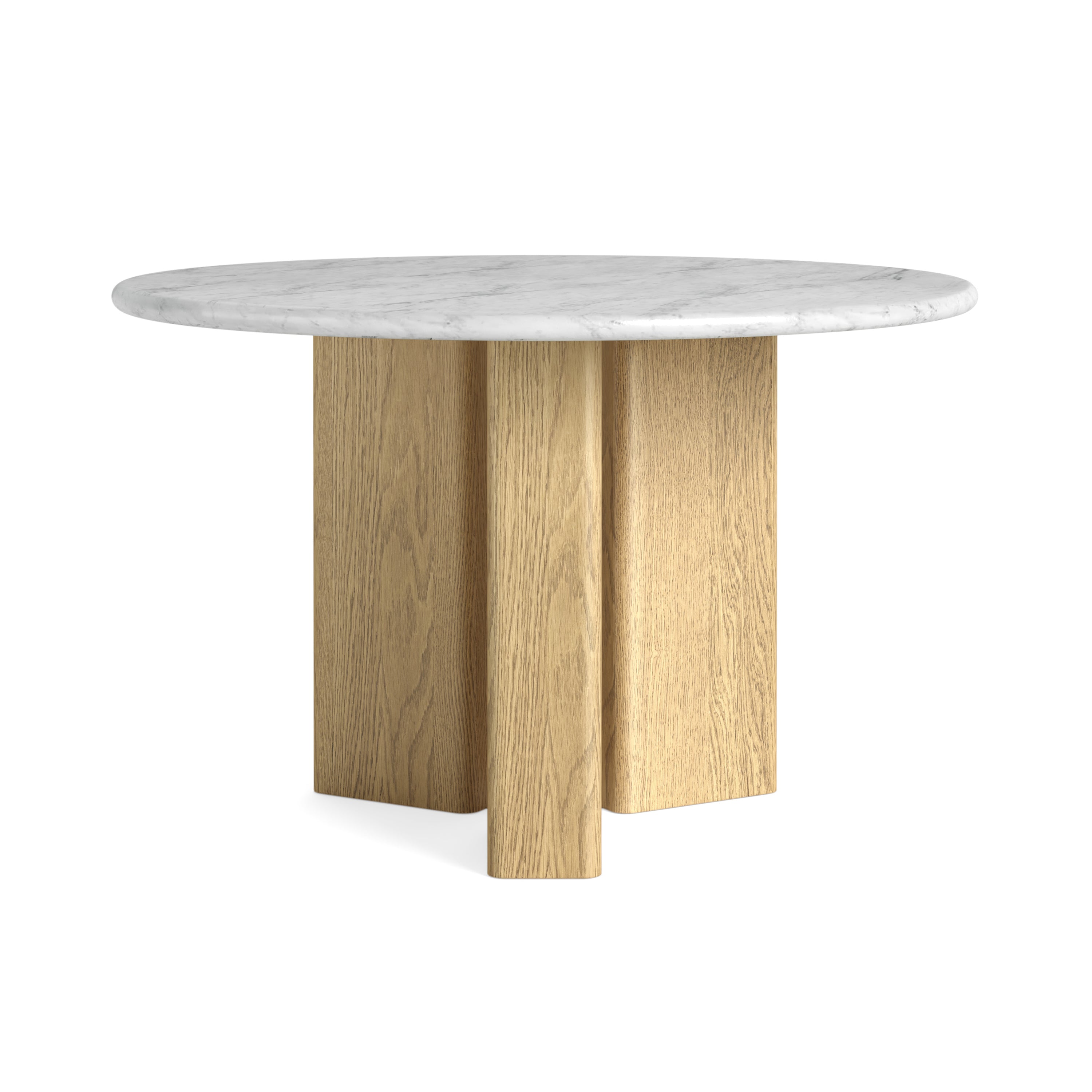 Estelle Oak Wood & White Marble Round Dining Table