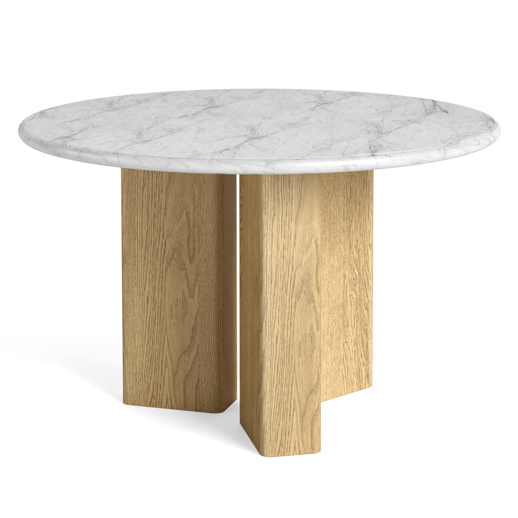 Estelle Oak Wood & White Marble Round Dining Table