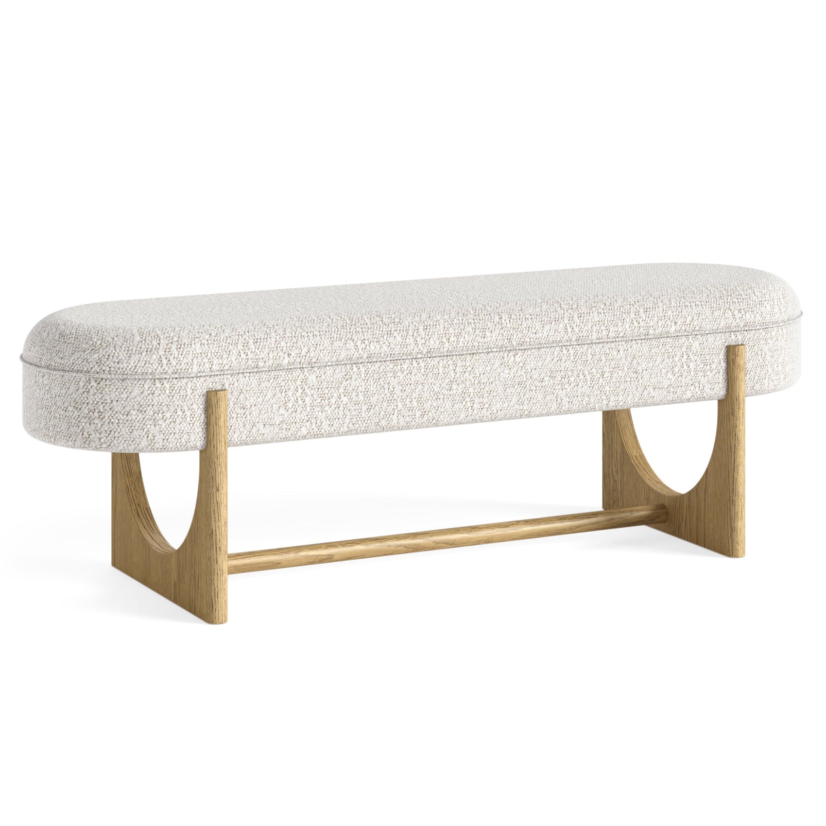 Estelle Oak Wood & White Boucle Bench