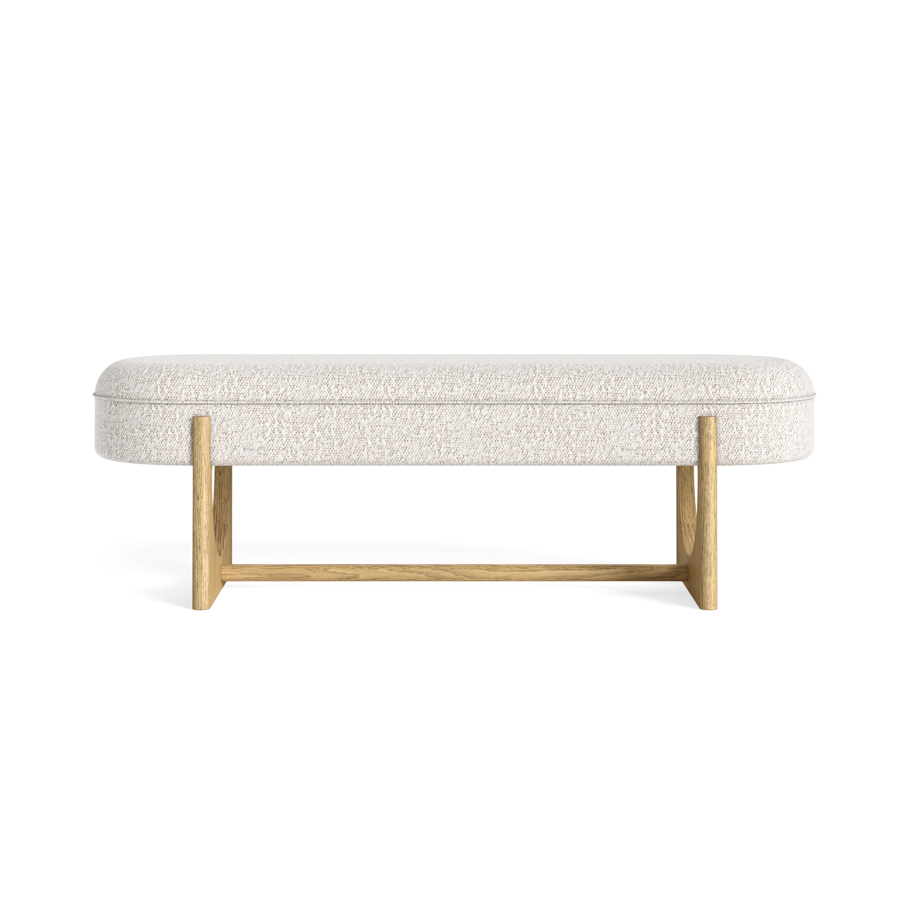 Estelle Oak Wood & White Boucle Bench