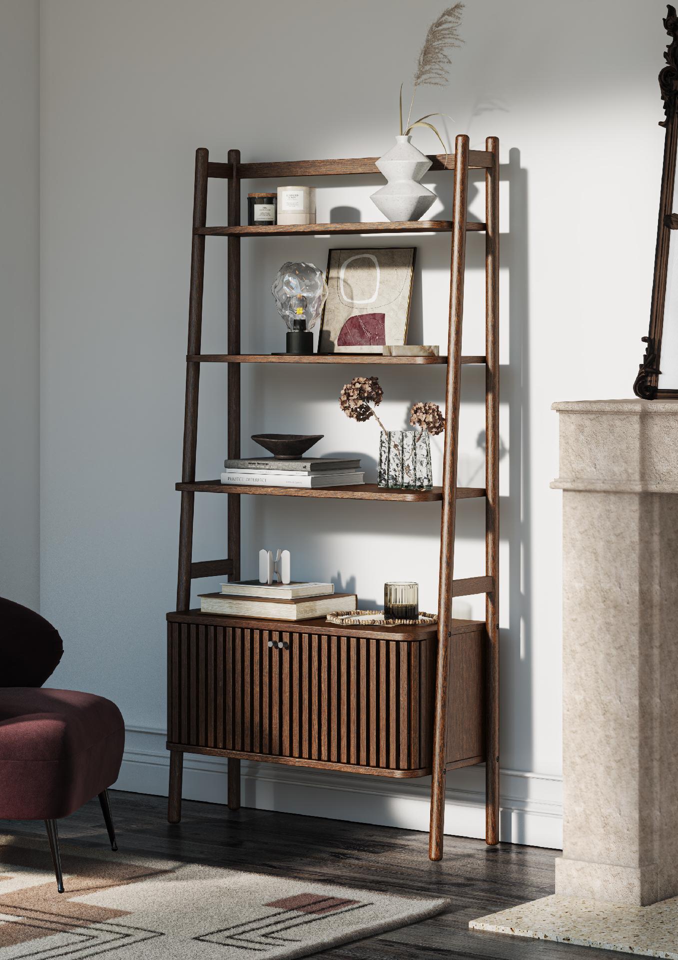 Colton Brown Wood Storage Display Unit Cabinet
