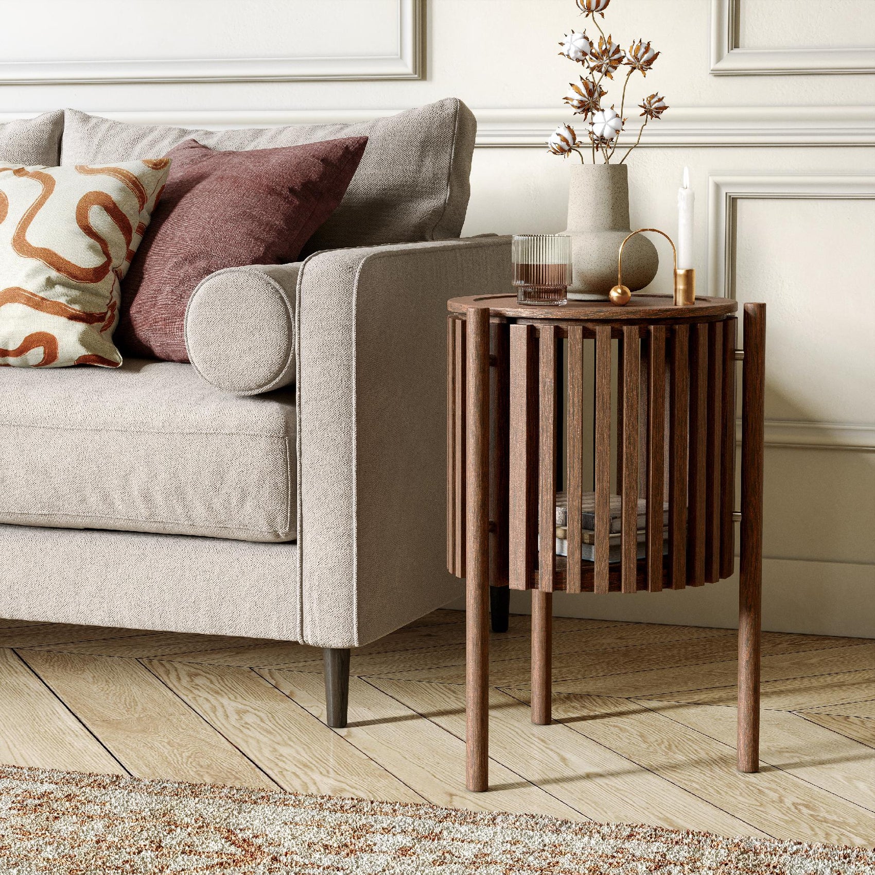 Colton Brown Wood Story Side Table with Door