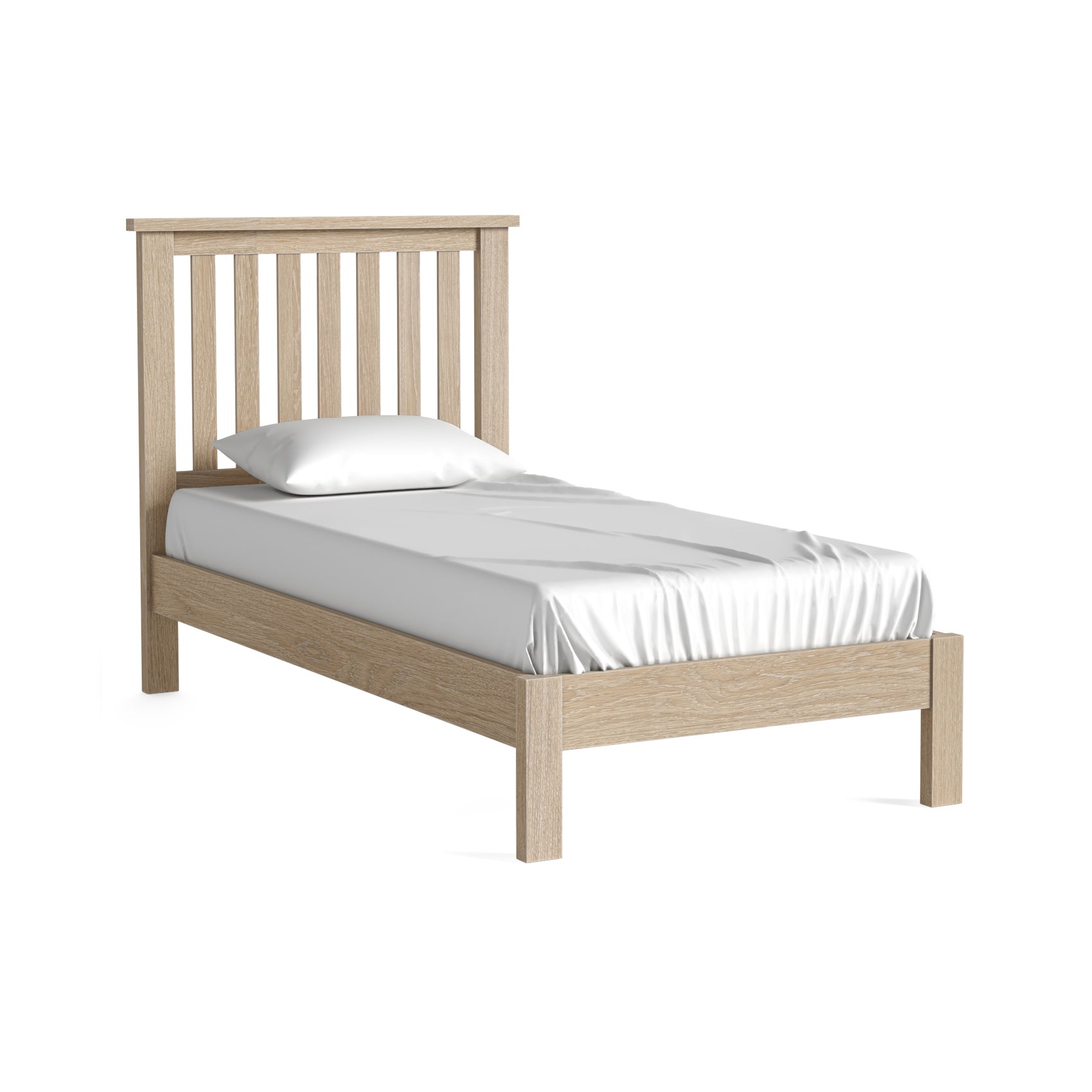 Somerton Whitewash Oak Wood Single Bed