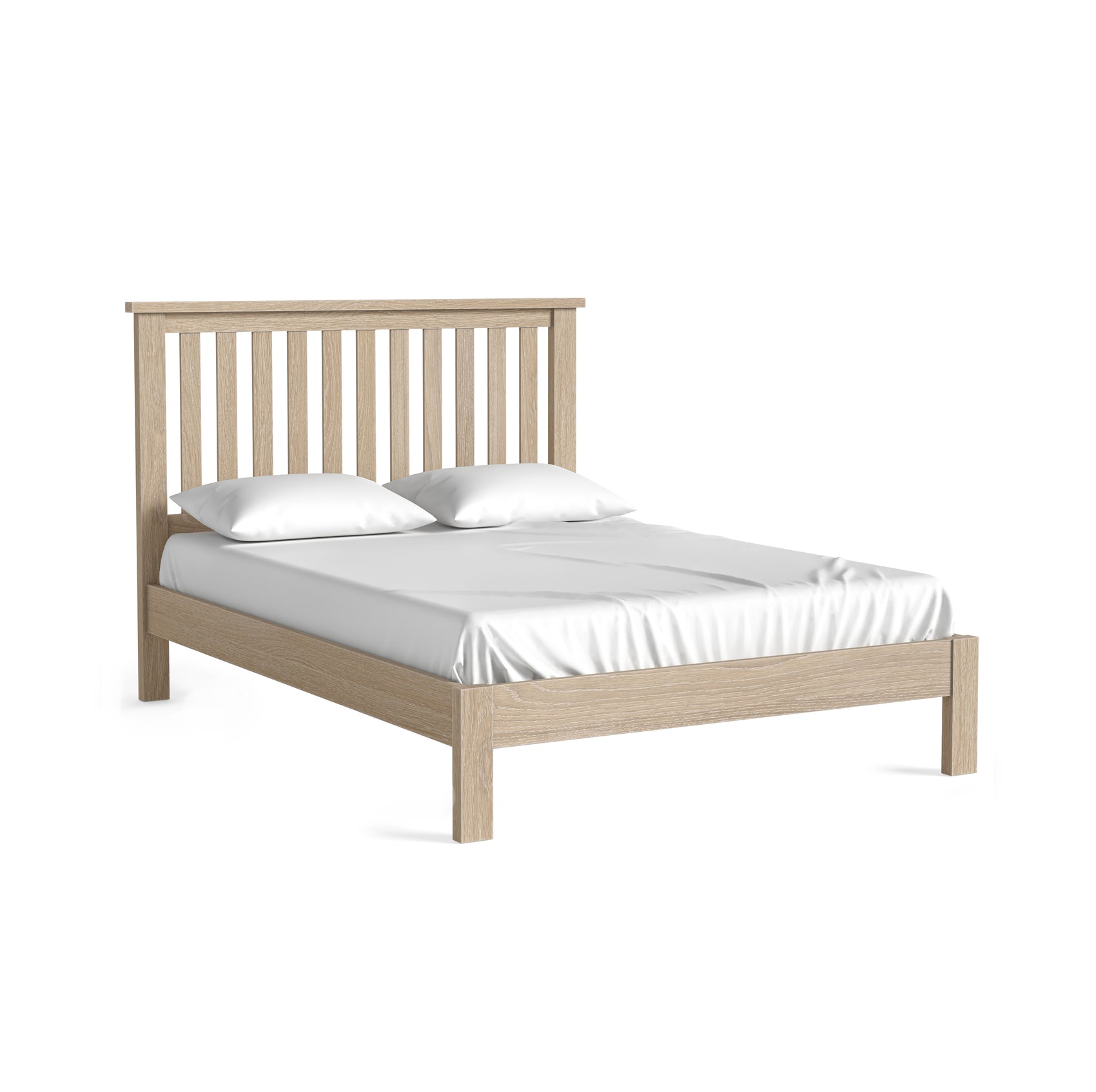 Somerton Whitewash Oak Wood Double Bed