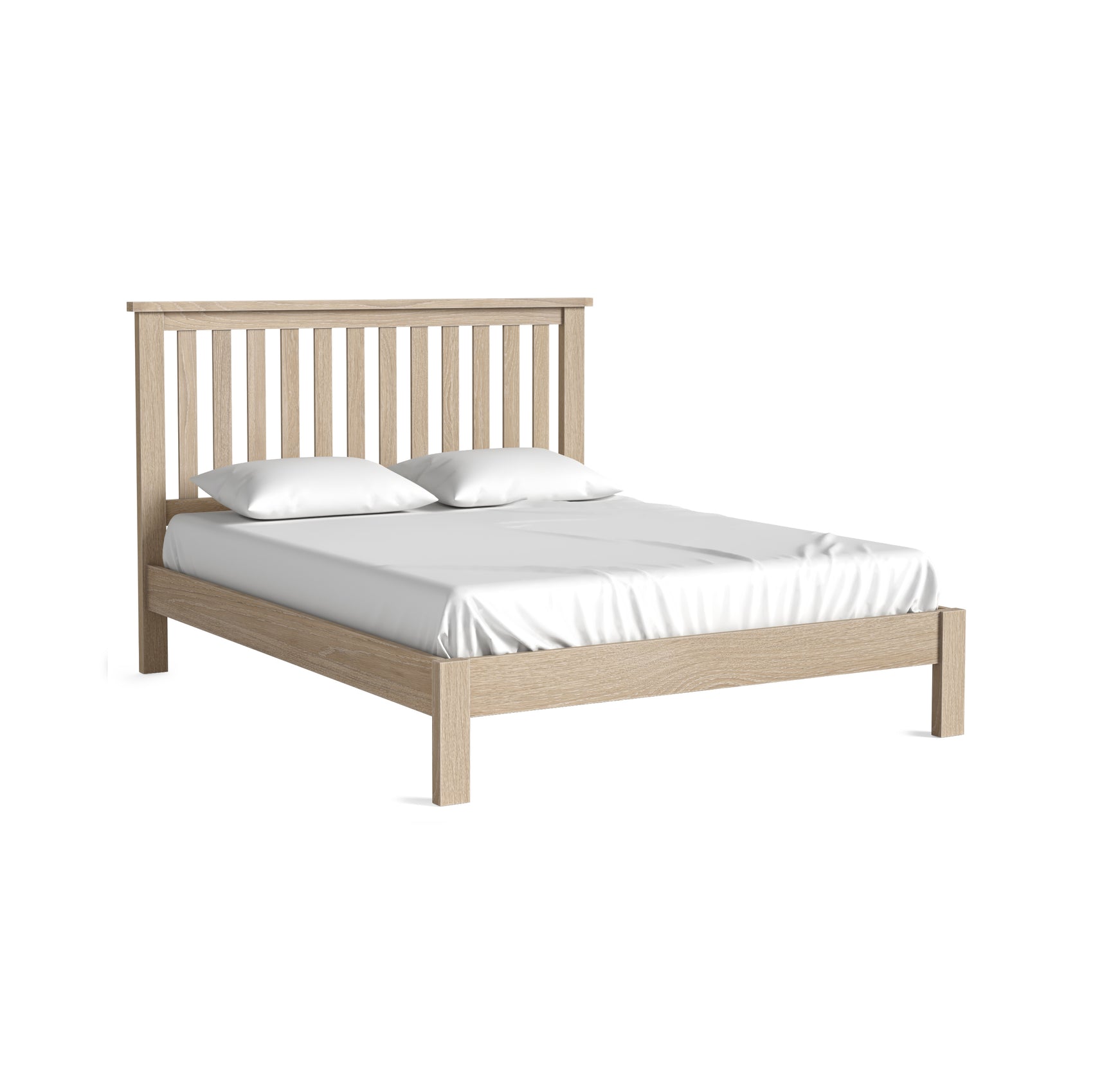 Somerton Whitewash Oak Wood King Size Bed
