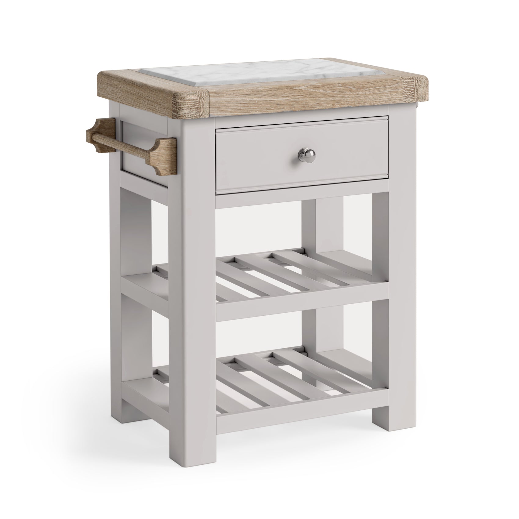 Hartwell Grey Wood & White Marble Kitchen Island - Small