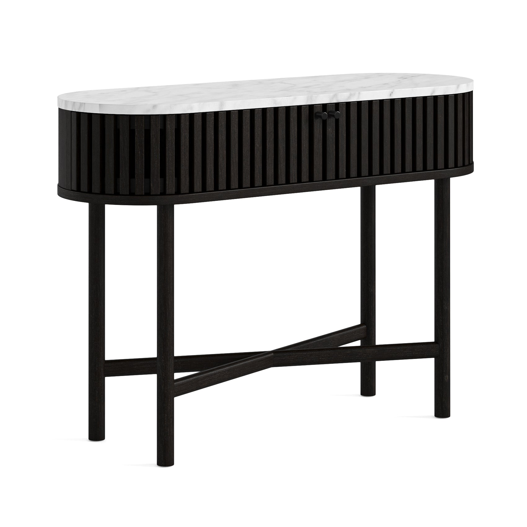 Colton Black Wood & White Marble Oval Console Table