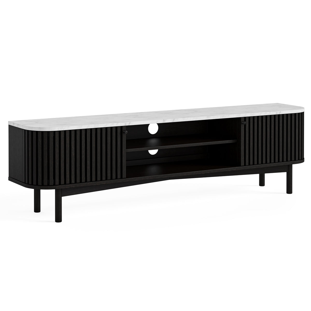 Colton Black Wood & White Marble TV Unit 180cm