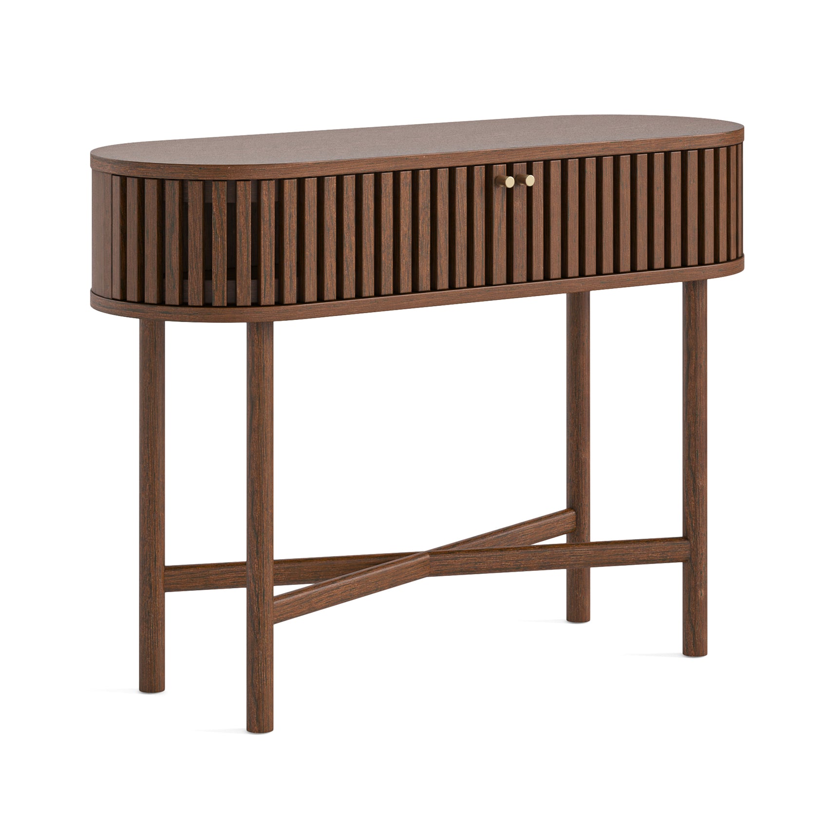 Colton Brown Wood Oval Console Table