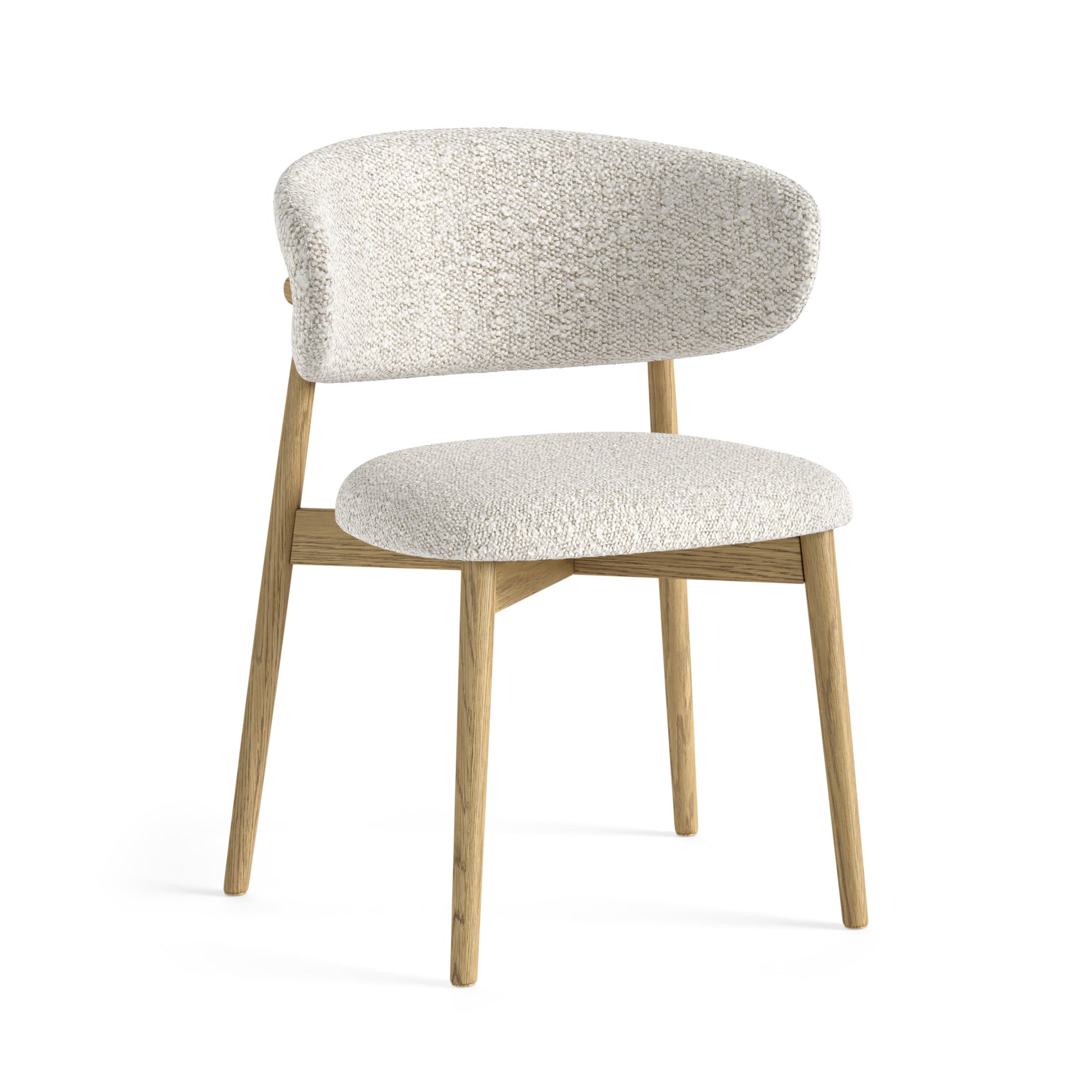 Set Of 2 Xavier White Boucle Dining Chairs