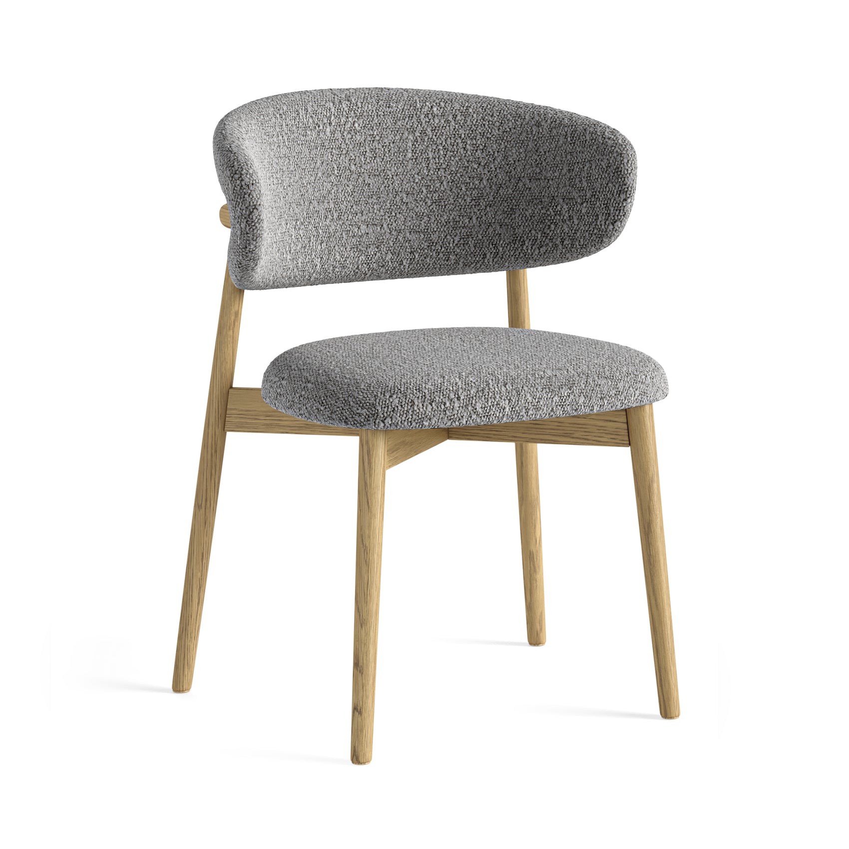 Set Of 2 Xavier Grey Boucle Dining Chairs