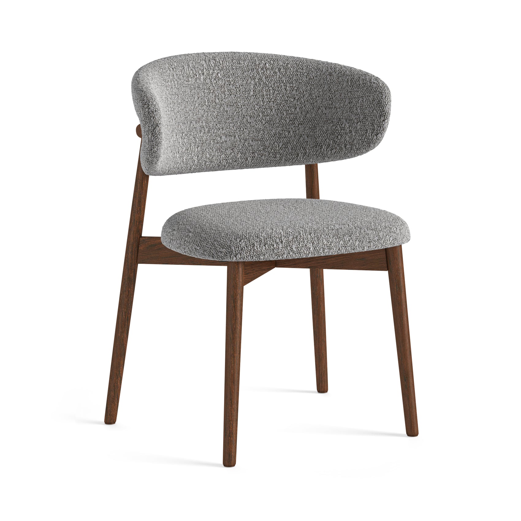 Set of 2 Hayes Grey Boucle & Brown Wood Dining Chairs