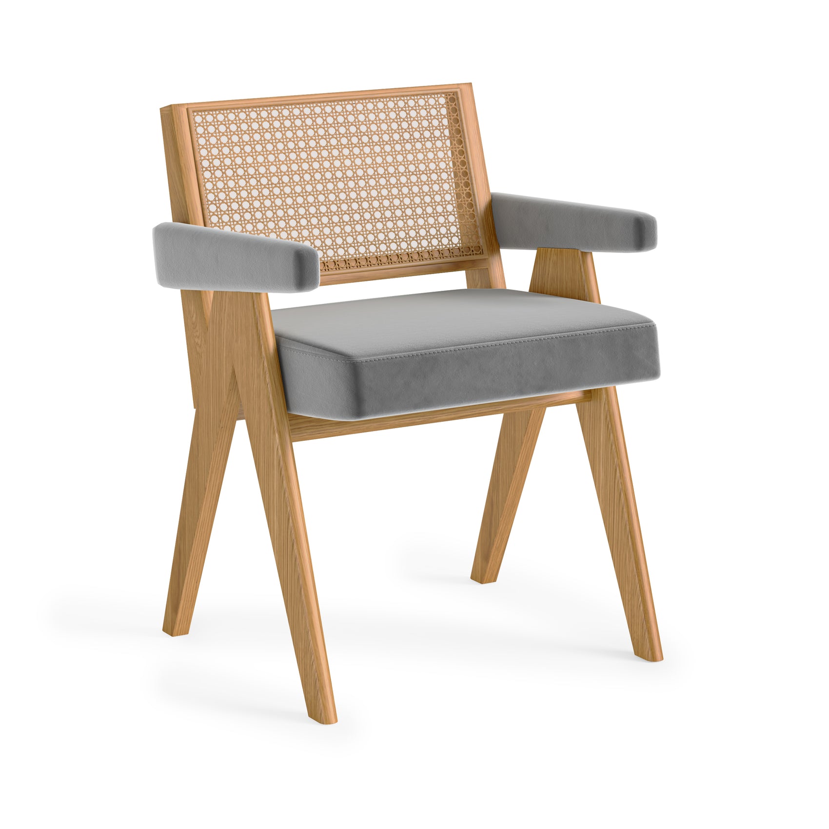 Selene Grey Velvet & Natural Wood Accent Chair