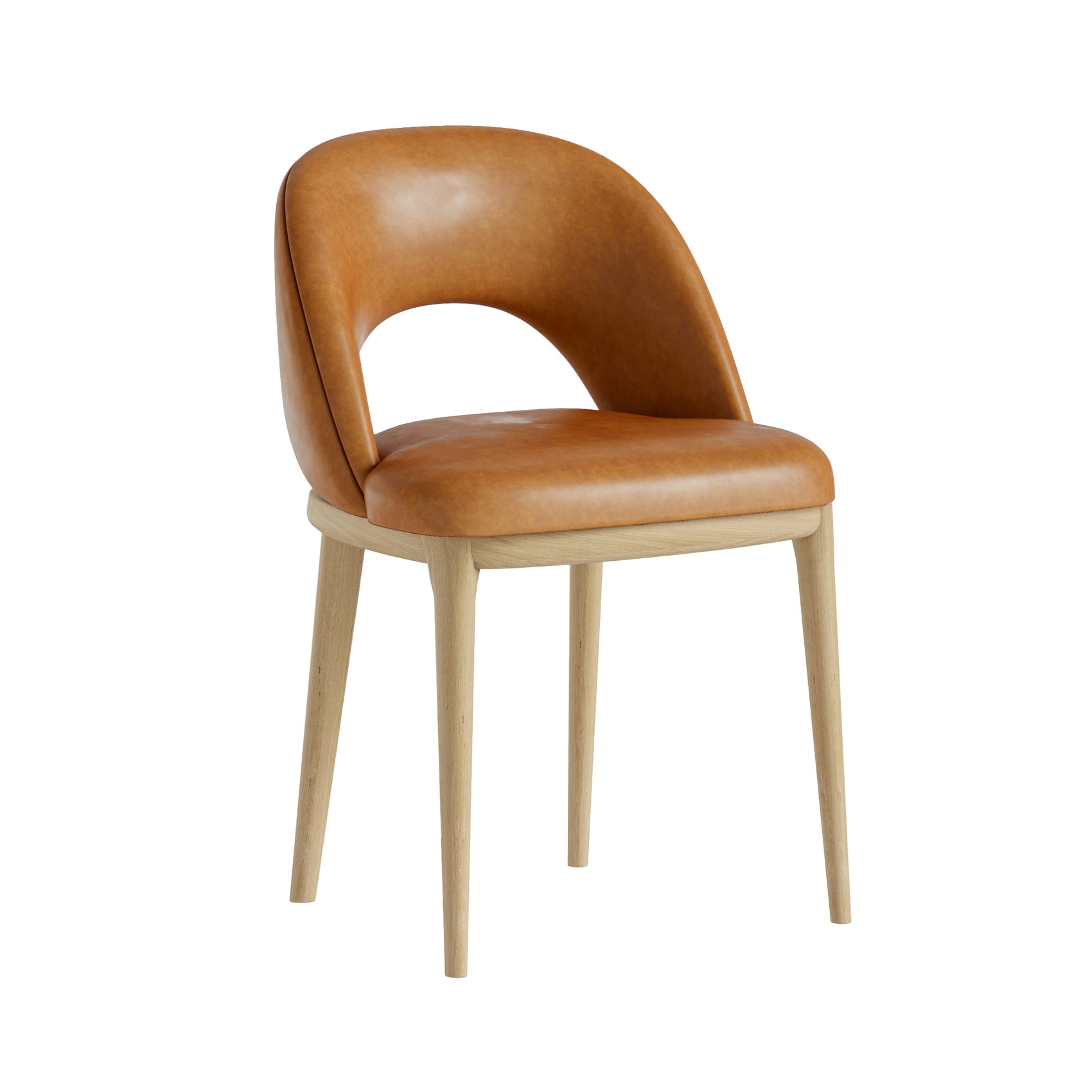 Set of 2 Arden Tan Brown Faux Leather & Natural Wood Dining Chairs