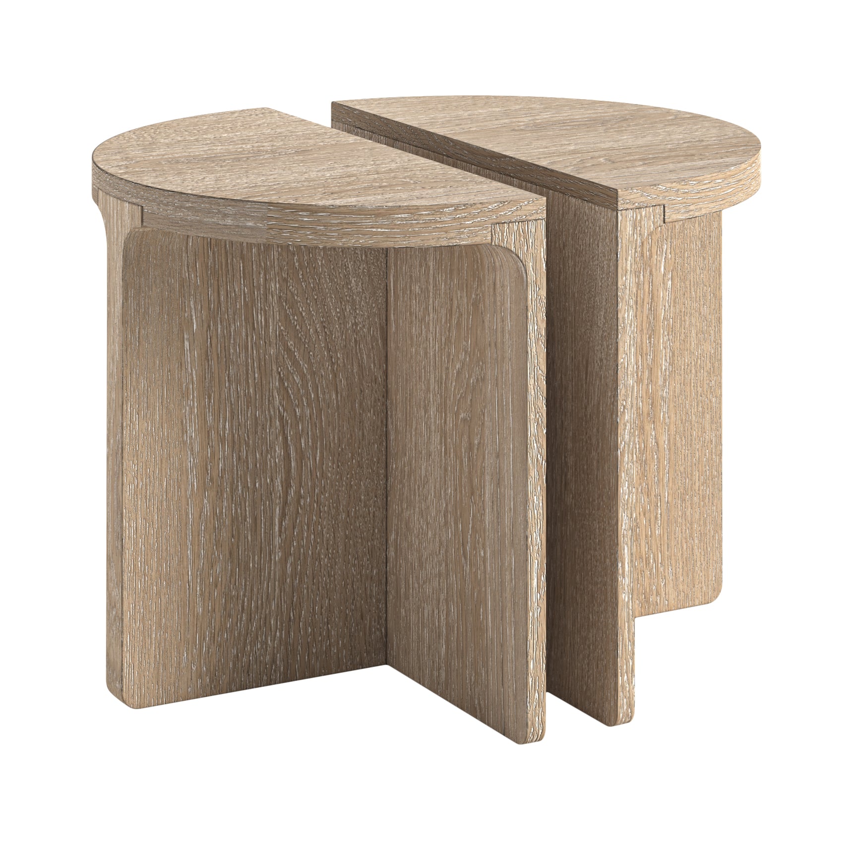 Brooklyn Oak Wood Half Moon Side Tables Nest
