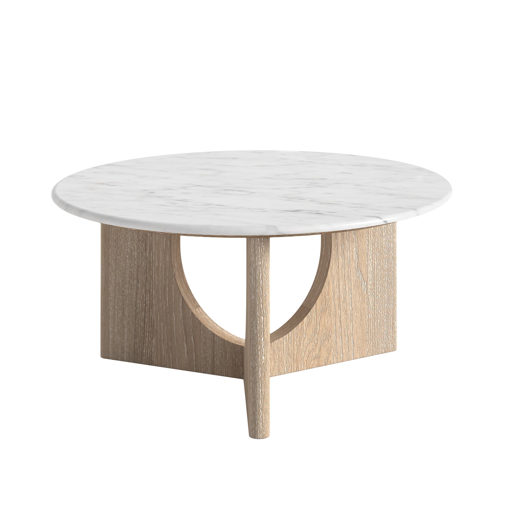 Brooklyn Oak Wood & White Marble Round Coffee Table