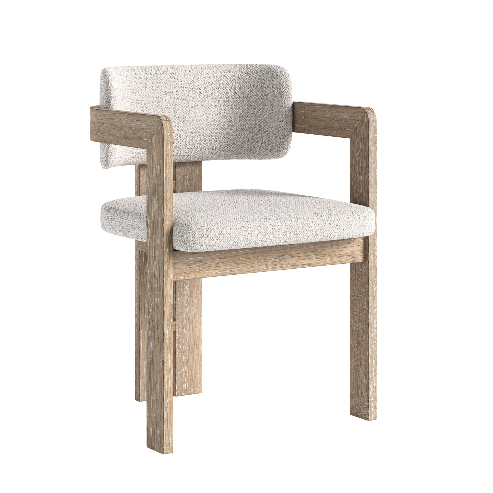 Set of 2 Brooklyn White Boucle & Oak Wood Dining Armchairs