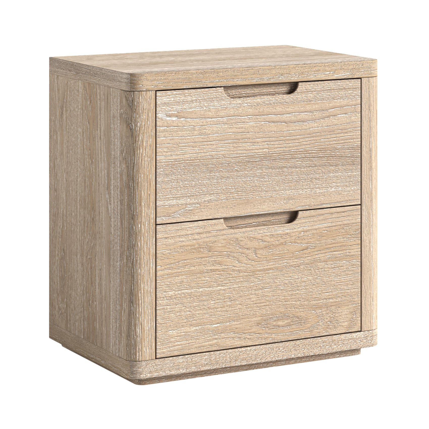 Brooklyn Oak Wood 2 Drawer Wide Bedside Table