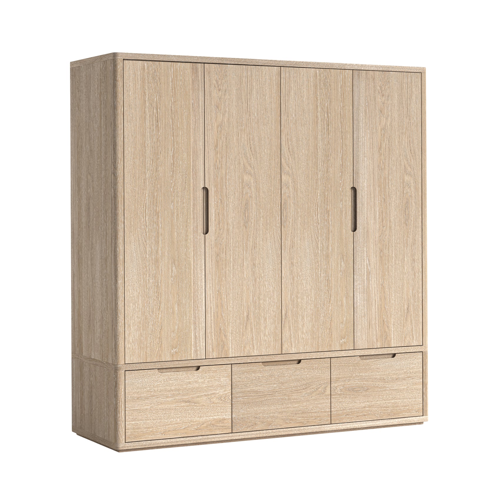 Brooklyn Oak Wood 4 Door Wardrobe