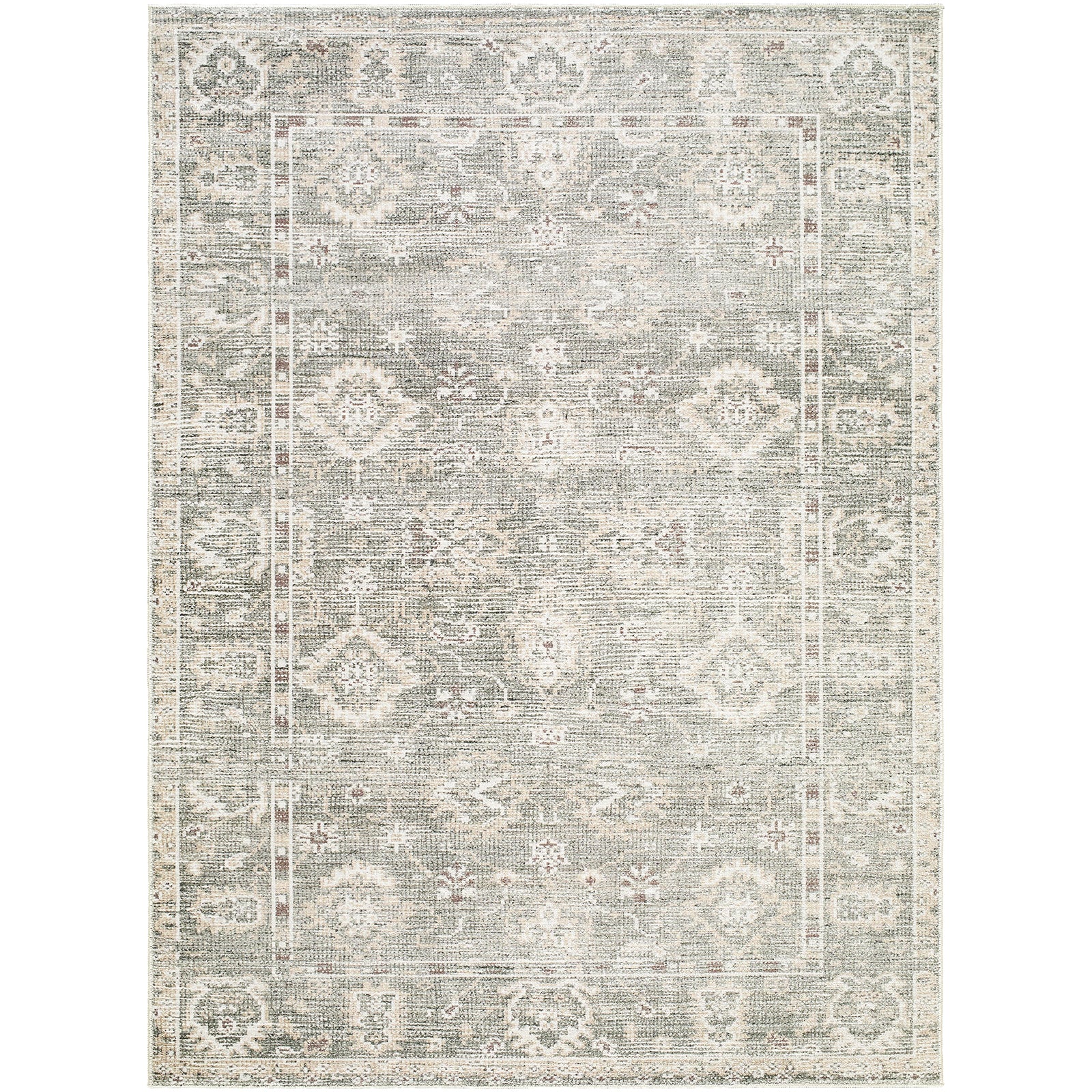 Collins Avenue Galey Alix Vintage Traditional Vintage Boho Fringe Green & Dusty Sage Polyester Rug 198x275cm - product image