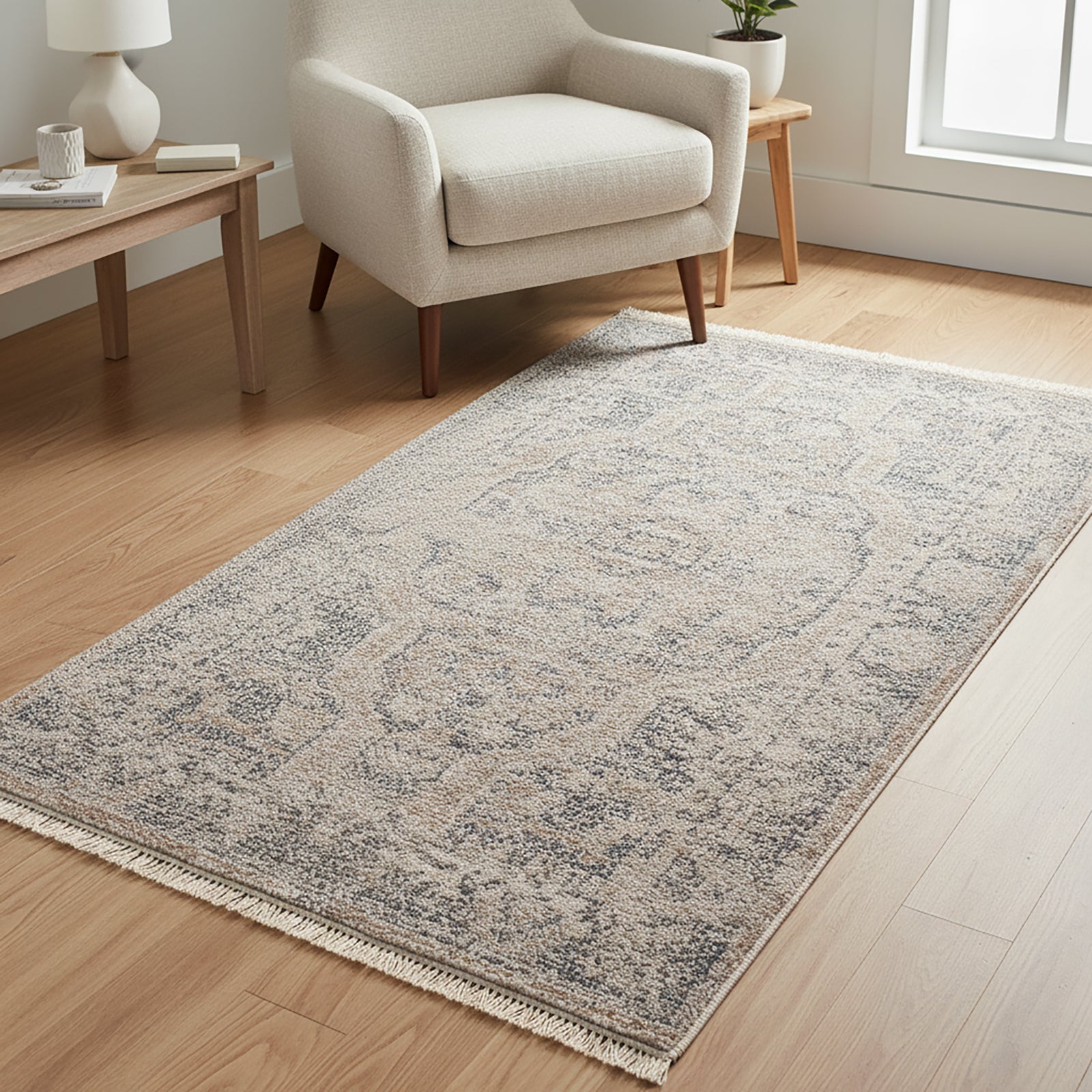 Maria Elena by Galey Alix Brown & Dark Brown Vintage Boho Fringe Rug