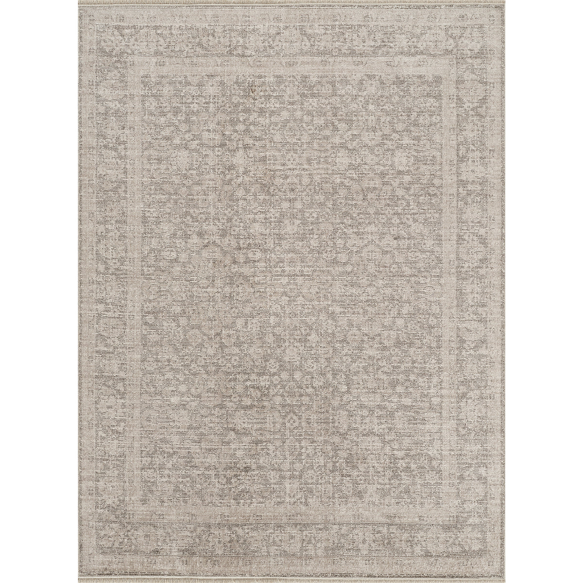 Maria Elena by Galey Alix Ivory & Brown Vintage Boho Fringe Rug