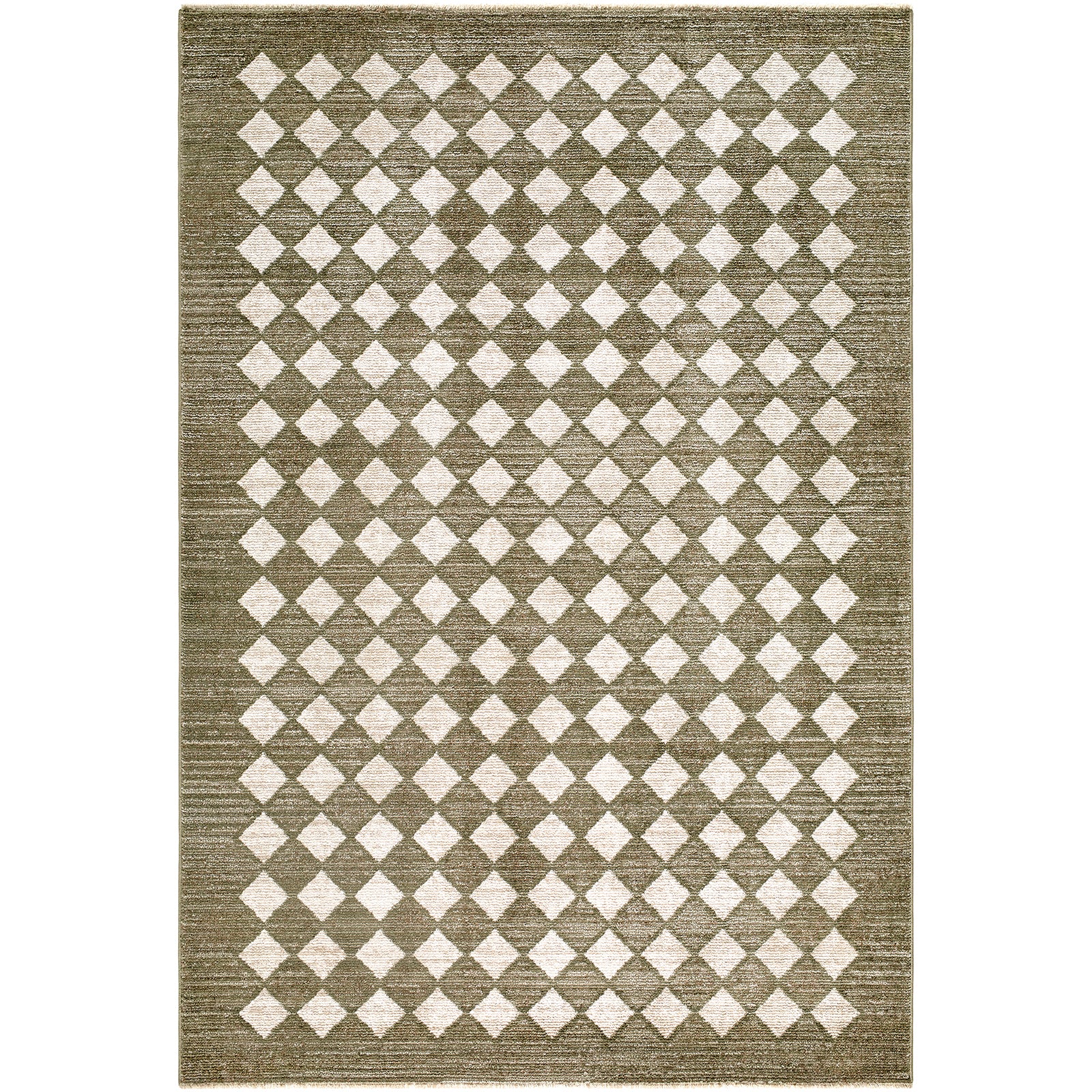 Myrtle Avenue V Galey Alix Geometric Diamond Fringe Taupe & Olive Polypropylene & Polyester Rug 160x230cm - product image