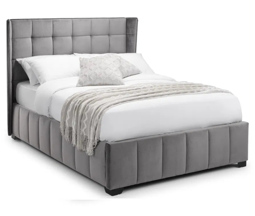 Roscose Light Grey Velvet King Bed