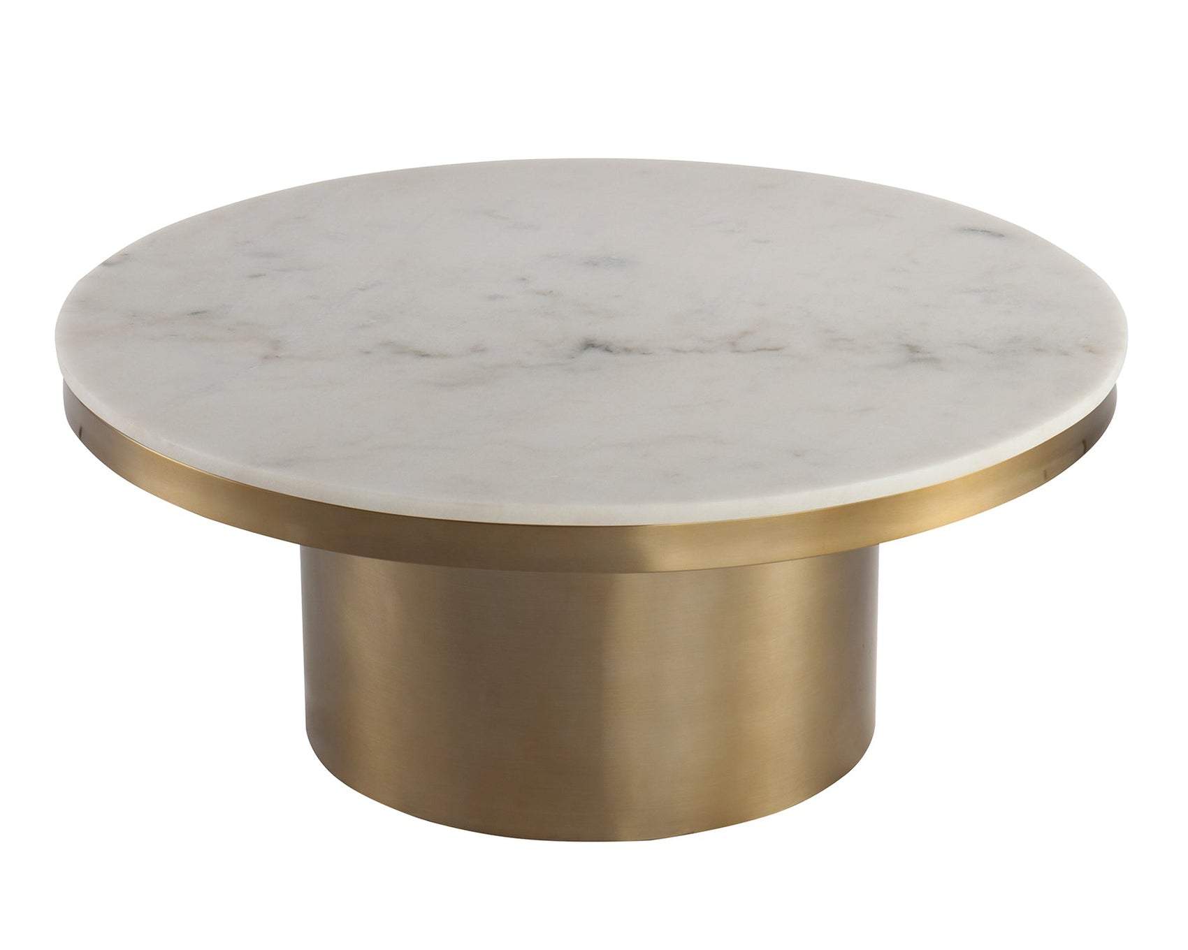 Camden White Marble & Brushed Brass Round Coffee Table