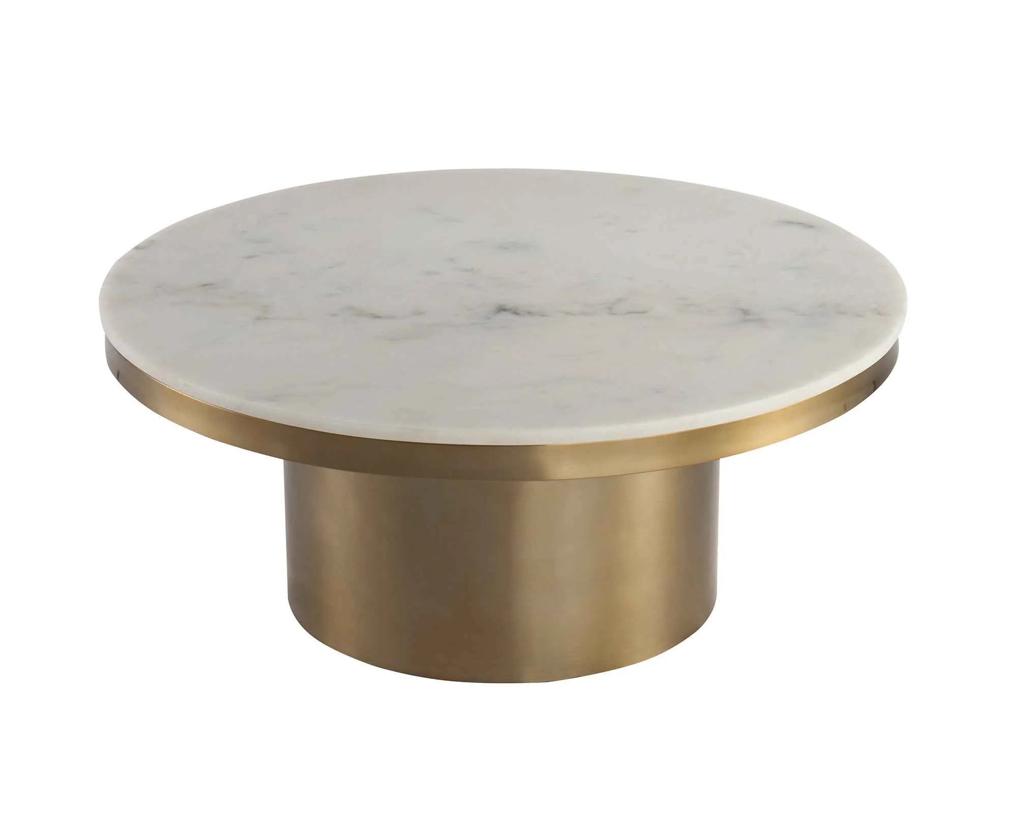 Camden White Marble & Brushed Brass Round Coffee Table