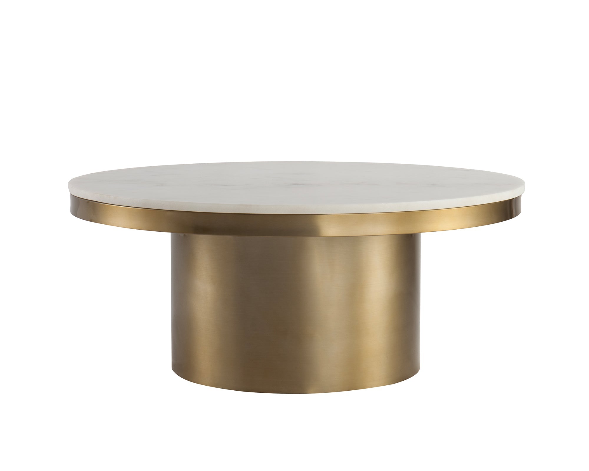 Camden Round Coffee Table - White Marble & Brushed Brass