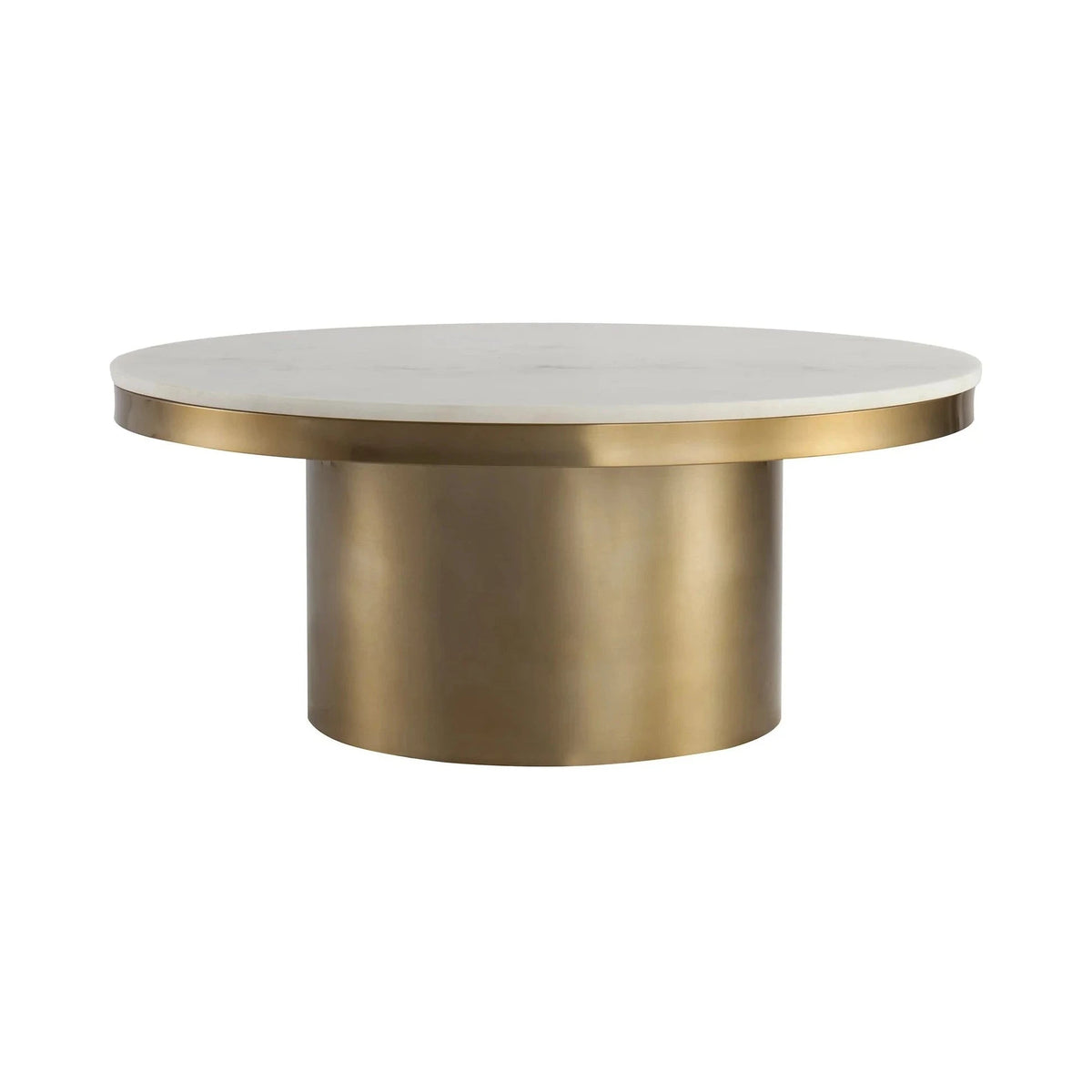 Camden White Marble & Brushed Brass Round Coffee Table