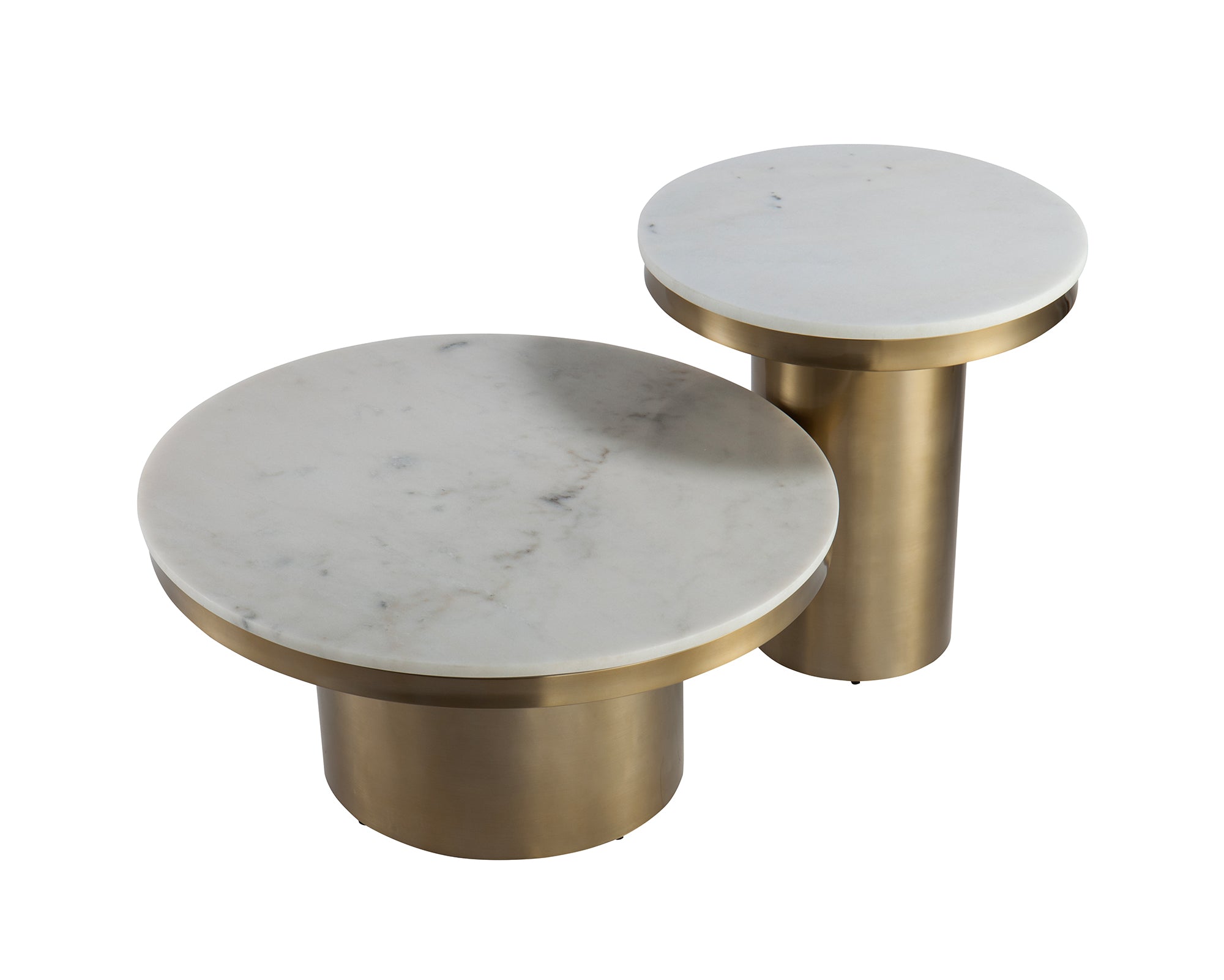 Camden Round Coffee Table - White Marble & Brushed Brass