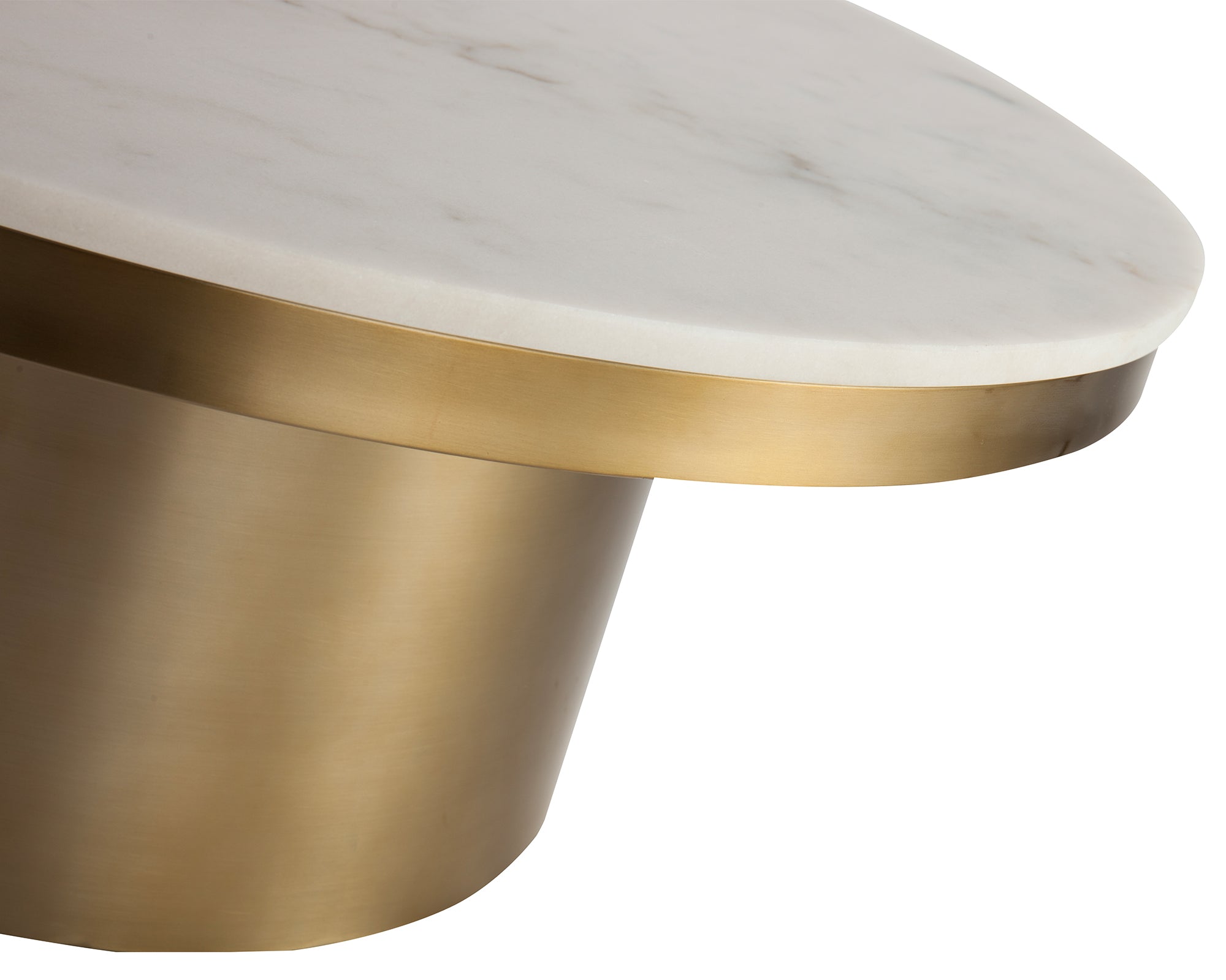 Camden Round Coffee Table - White Marble & Brushed Brass